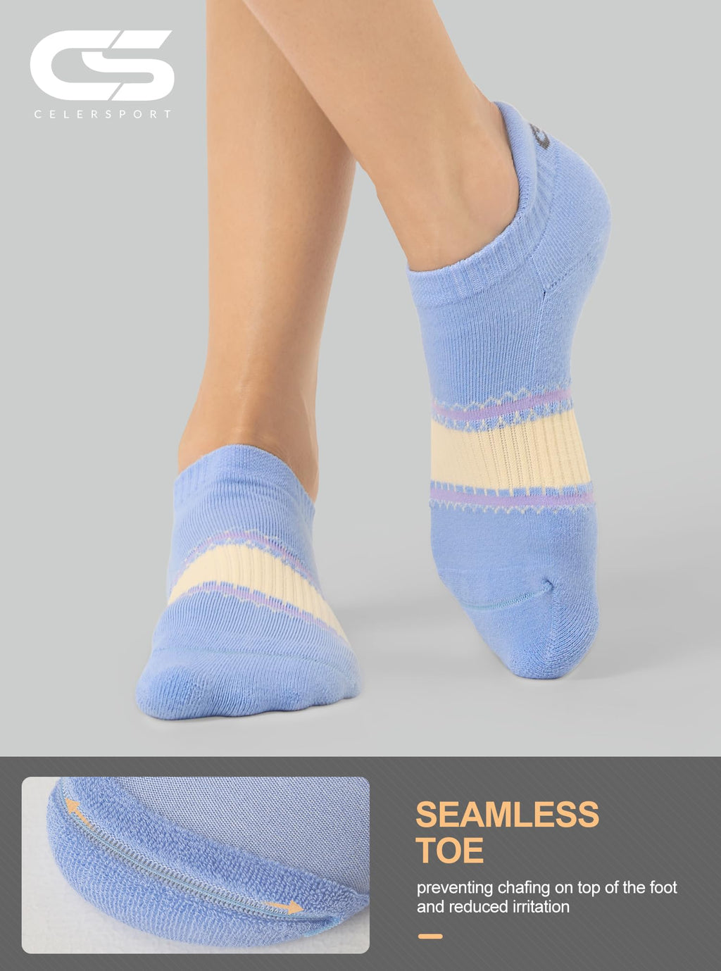 CS CELERSPORT 6 Pairs Ankle Athletic Running Socks Low Cut Sports Tab Socks for Men and Women