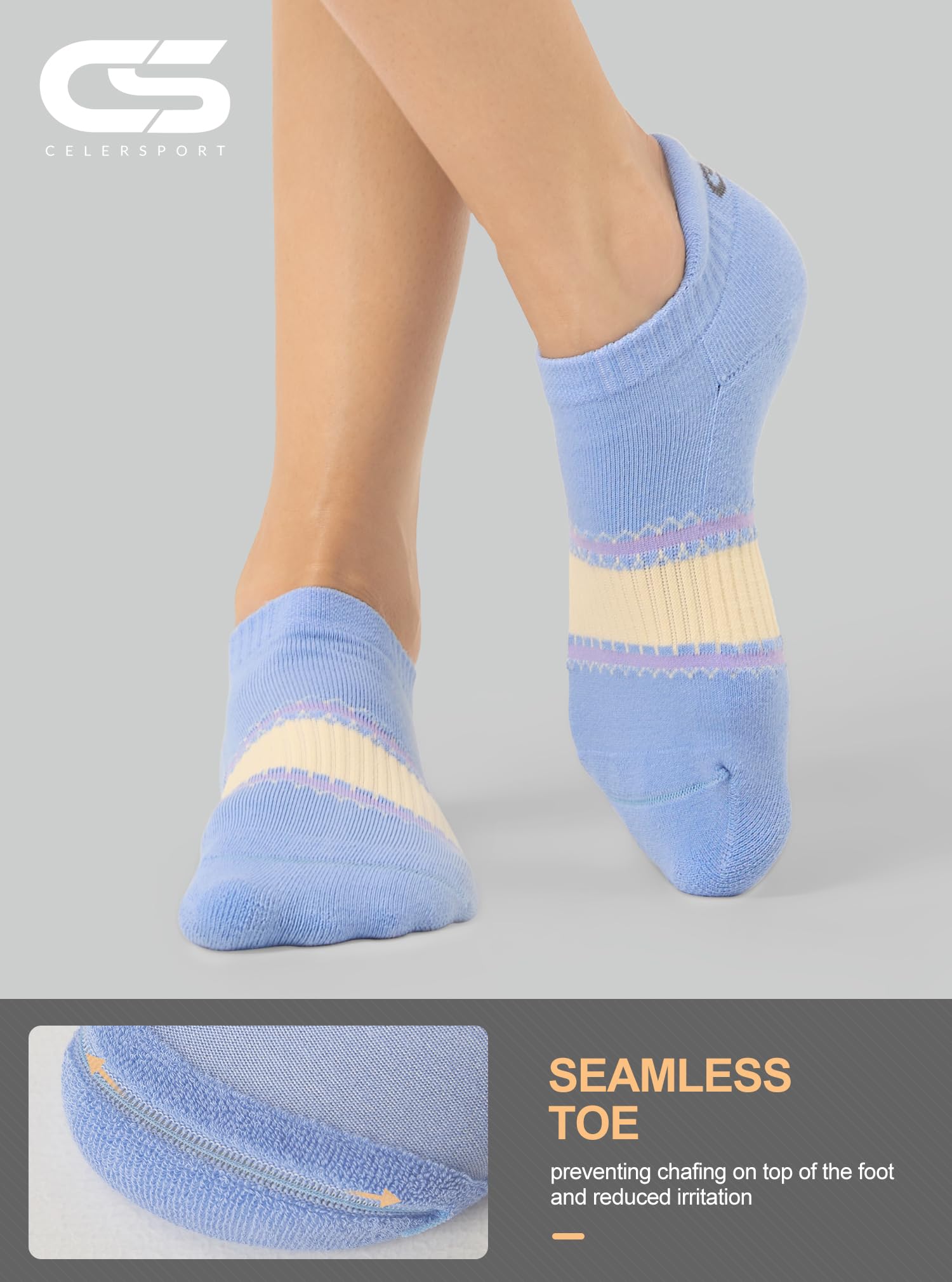 CS CELERSPORT 6 Pairs Ankle Athletic Running Socks Low Cut Sports Tab Socks for Men and Women