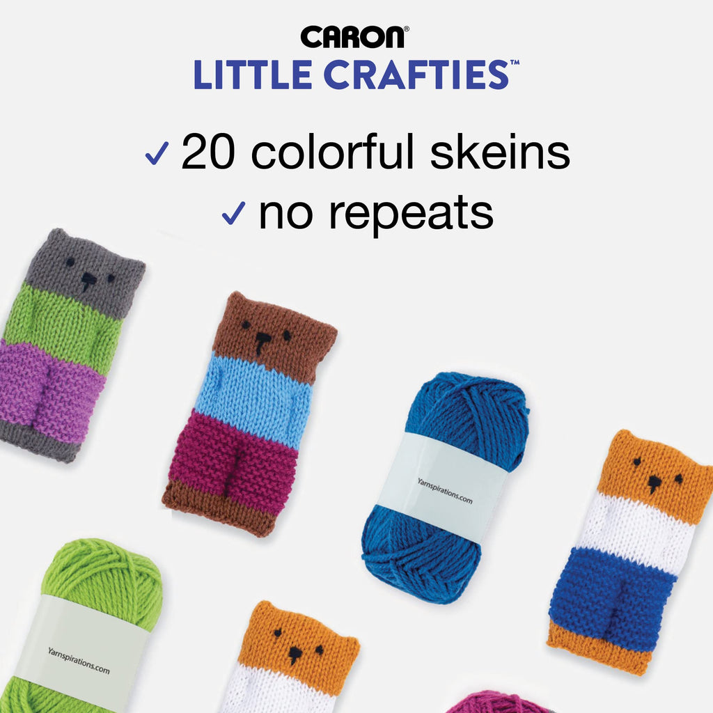 Caron® Little Crafties™ 20 Assorted Acrylic Yarn Skeins 63yd Each for Knitting and Crochet Projects , Multipack Starter Kit