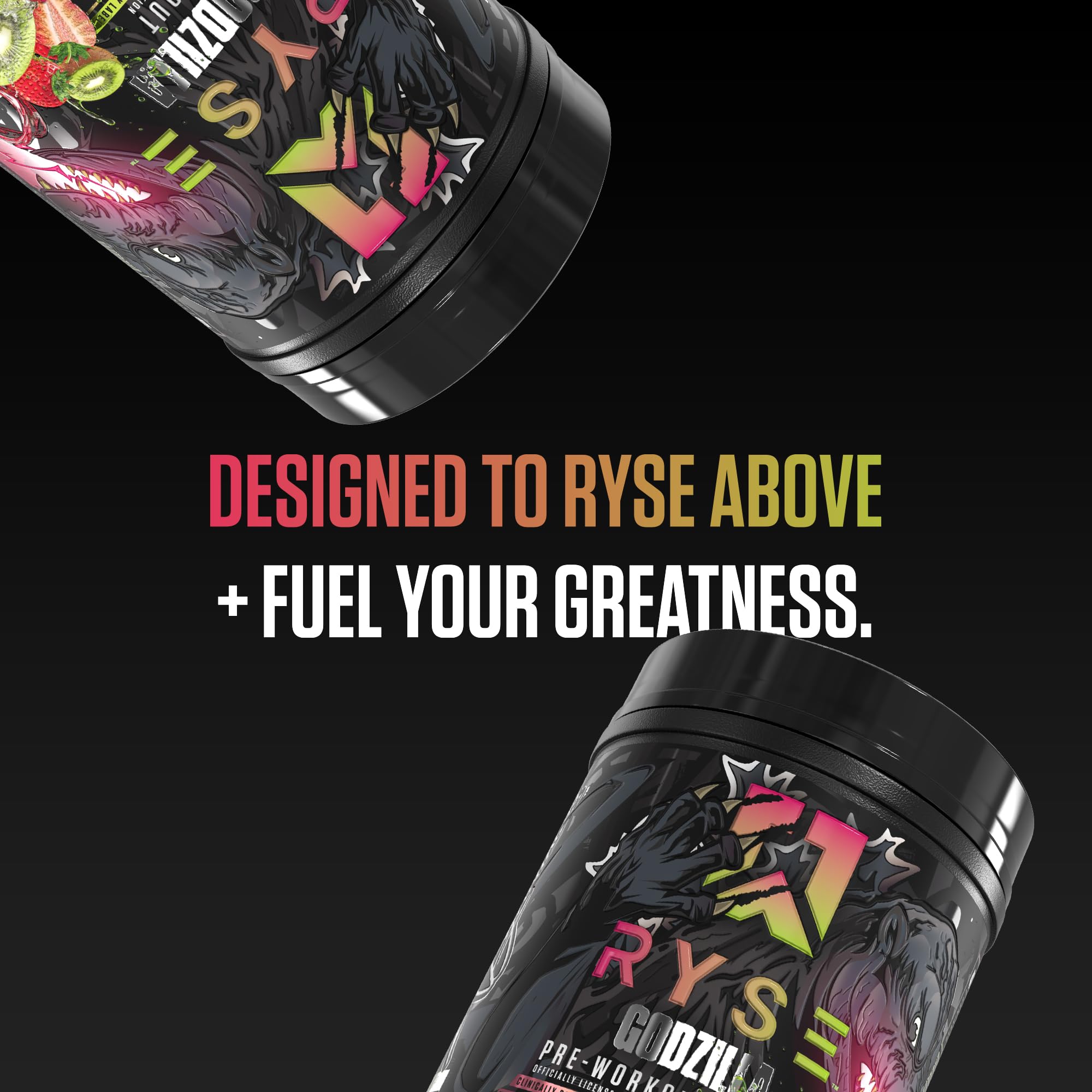 RYSE Godzilla X Noel Deyzel Pre Workout Powder - BlackBerry Lemonade - 400mg Caffeine, High Stim Pre-Workout for Men & Women with Citrulline & Beta Alanine - Energy, Pump & Focus - 20/40 Servings