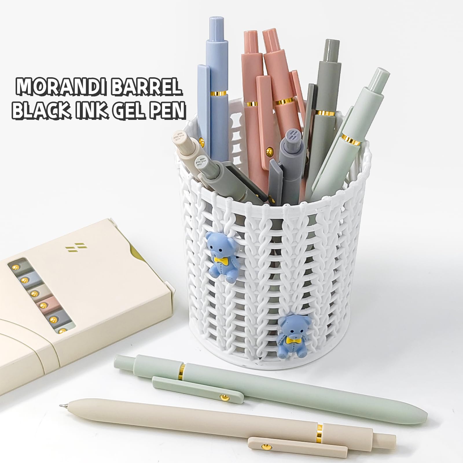 UIXJODO 12 Pcs Gel Pens 0.5mm Quick Dry Black Ink Pens Fine Point Smooth Writing Pens, Cute Office and School Supplies Gifts for Women Teacher Students (12 Pcs Morandi and Vintage Gold)