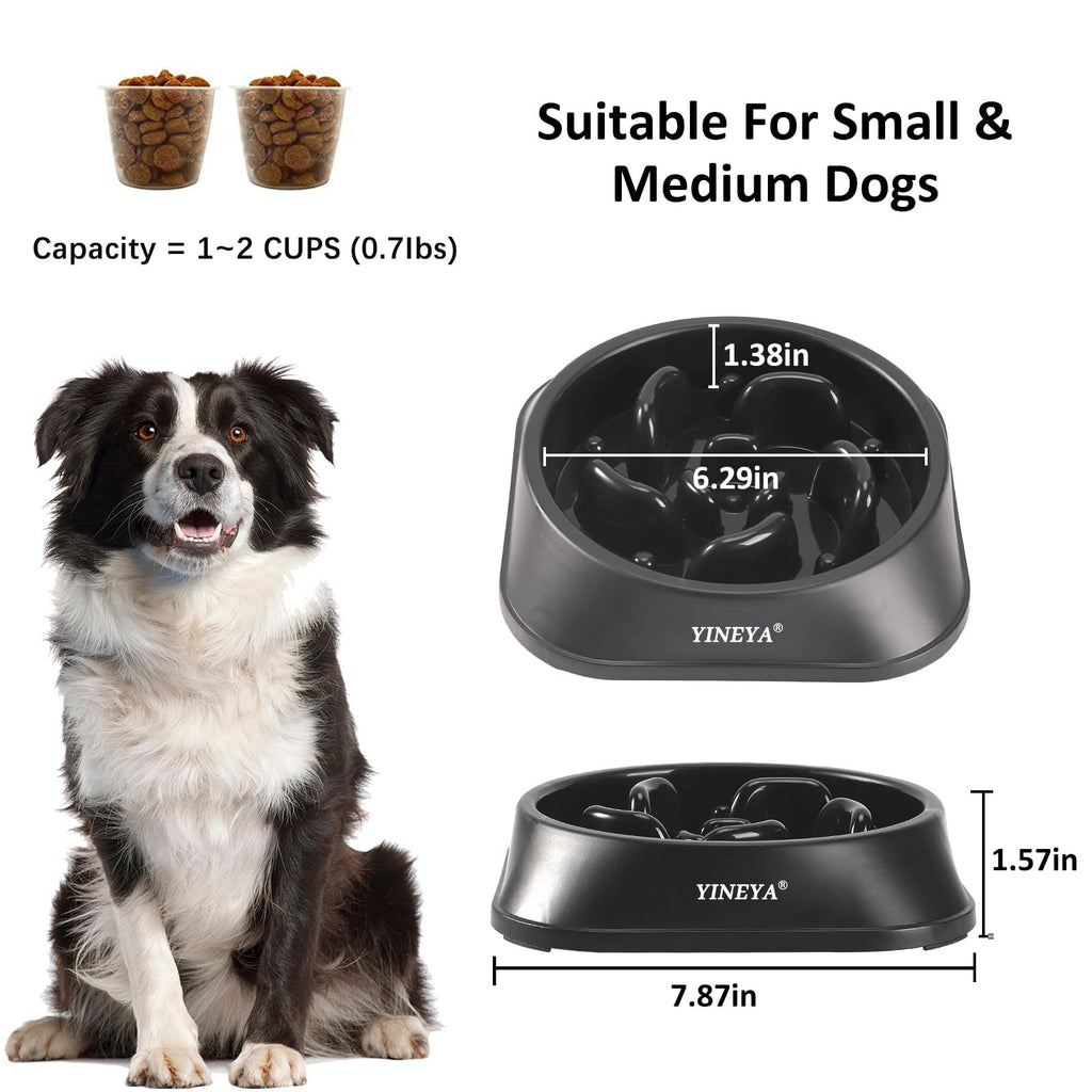 YINEYA 2PCS Anti-Choking Slow Feeder Dog Bowls Small Size Dog, Slow Feeder Cat Bowl, Supplies and Puzzle for Pet