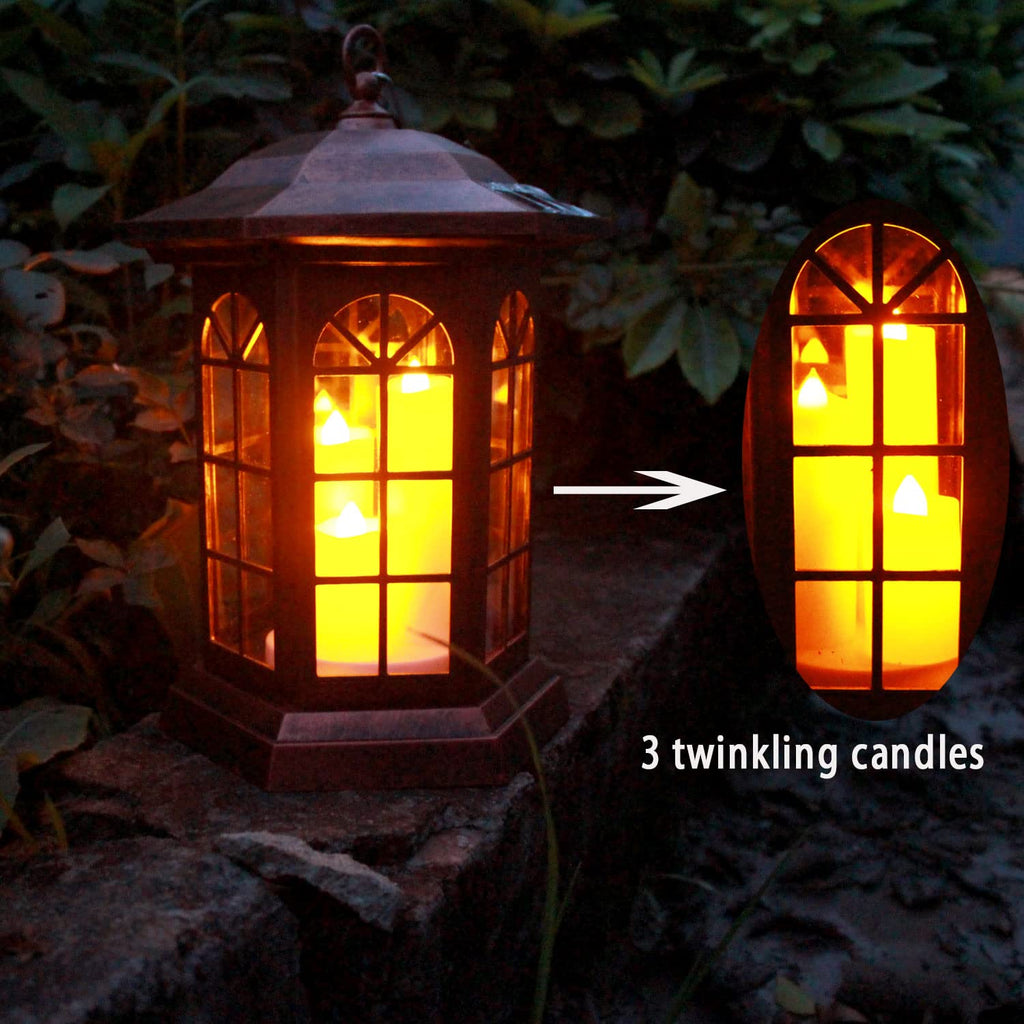 Solar Lantern Outdoor, Outdoor Hanging Candle Lanterns LED Lights - PVC Waterproof Solar Lights Decorative Lantern Lights for Table,Outdoor,Party…