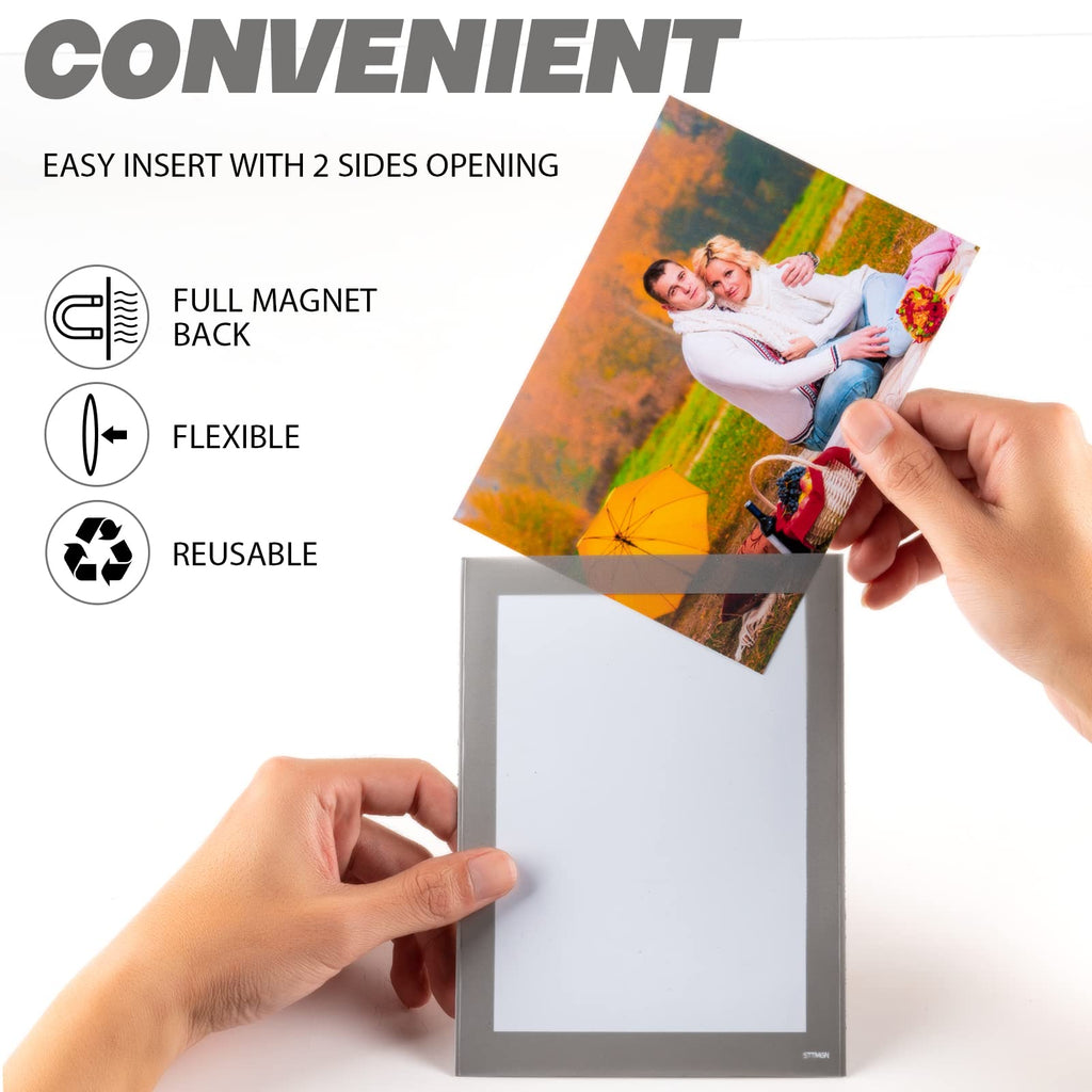 STTMGN Magnetic Picture Frames with Black Border(2.5"X3.5",12 Pack),Mini Wallet Size Magnet Photo Sleeves Pockets/Holder,Decorations for Home/Office/School/Classroom/Party