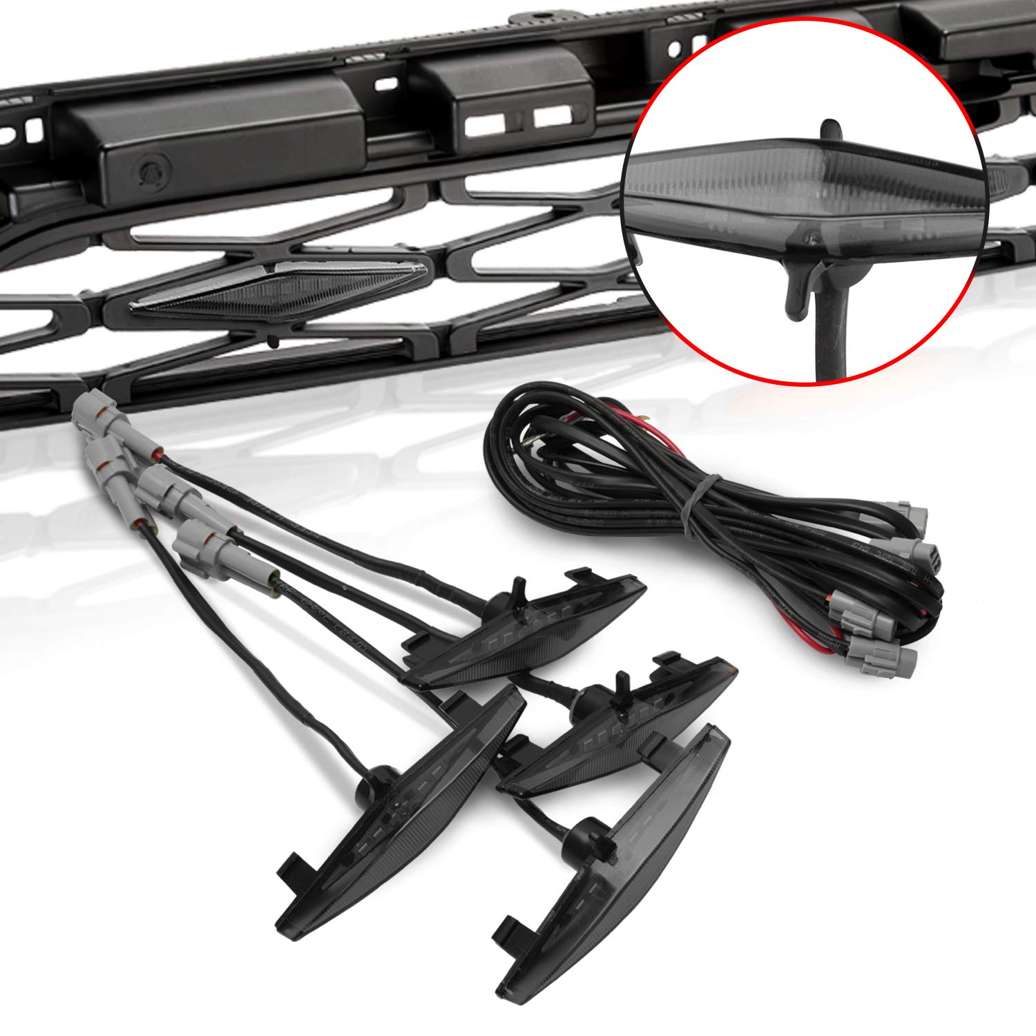 Seven Sparta 4 PCS Grill Led Lights Compatible with Toyota 4Runner 2014-2024 TRD Pro Grille and 2014-2019 SR5, Premium, Limited, TRD Off-Road, Fuse and Instruction Included (Amber)