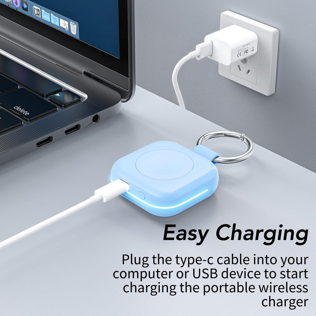 HUOTO Portable Charger for Apple Watch,Wireless Magnetic iWatch Charger 1200mAh Power Bank Travel Keychain Accessories Smart Chargers for Apple Watch Series 11/10/9/8/7/6/SE/5/4/3/2/1/UItra/UItra 2