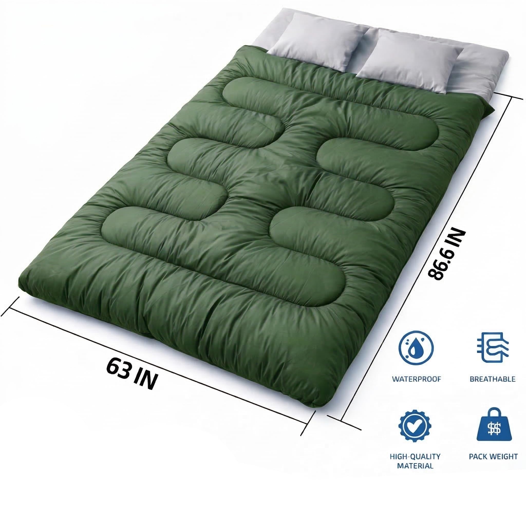 MalloMe Sleeping Bags for Adults Cold Weather & Warm - Backpacking Camping Sleeping Bag for Kids, Girls, Boys - Lightweight Camping Essentials Gear Accessories Hiking Sleep Must Haves Single & Double
