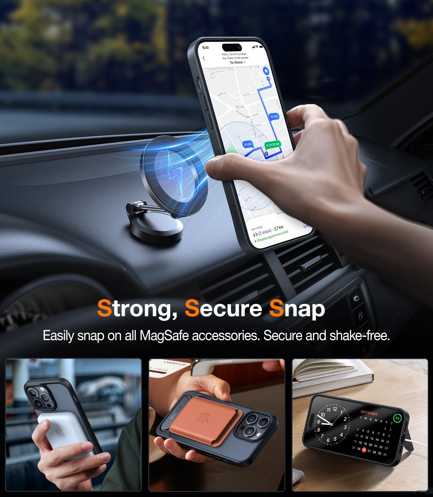 TORRAS for iPhone 13 Pro Max Case Translucent Black | Strong Magnetic & Seamless Stand, Fit for MagSafe, Military-Grade Drop Protection, Sturdy Adjustable Built-in Kickstand, Slim Matte Finish