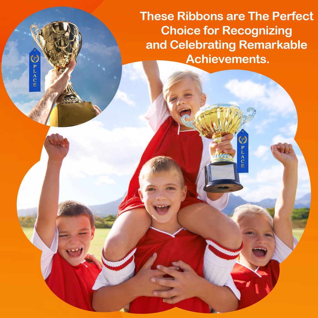 36PCS Award Ribbons, Medal Ribbons for 1st, 2nd, 3rd Place, Event Card & Rope Included, Perfect for Competitions, Sports Events, School Challenges, Vibrant Blue, Red, and White
