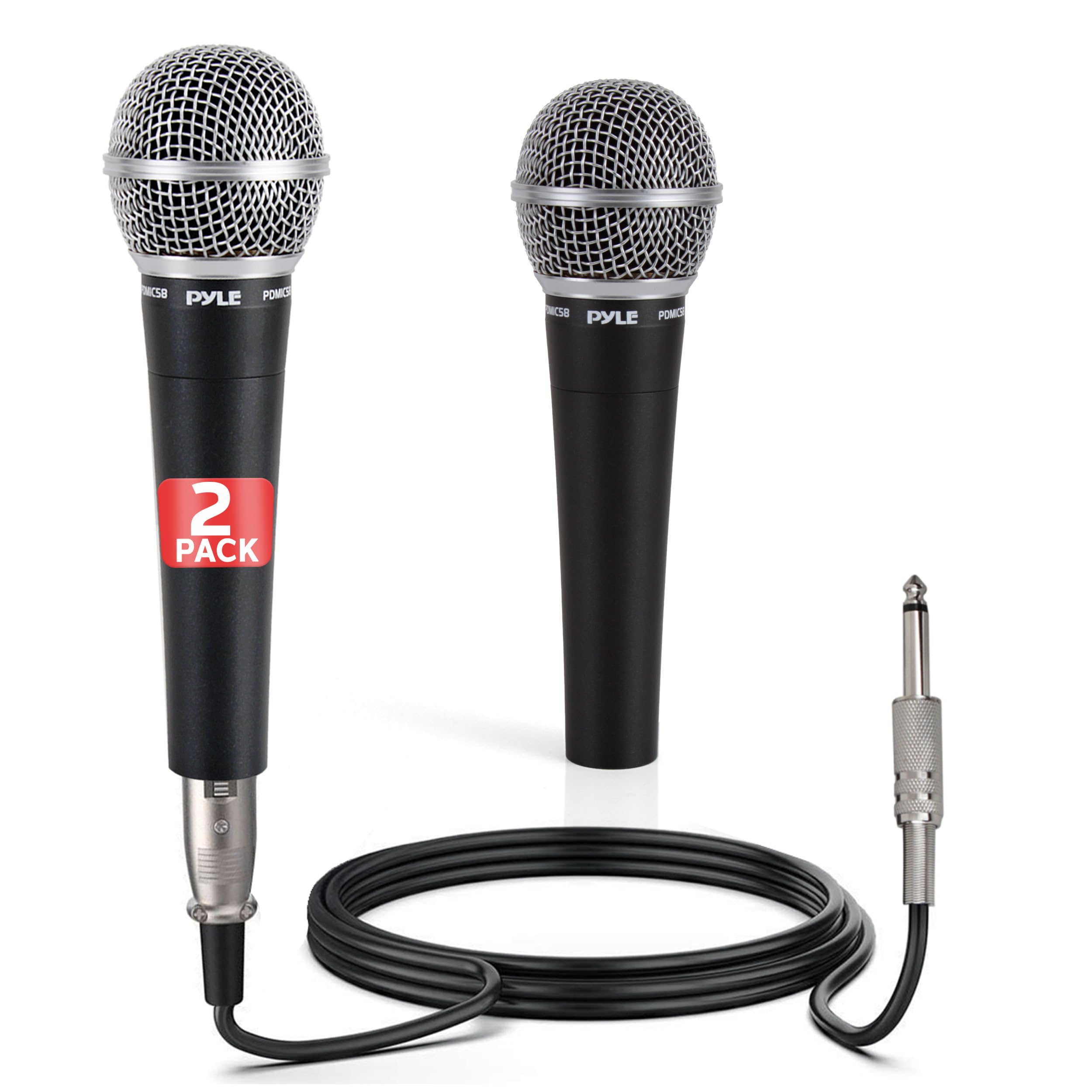 Pyle Microphone, Dynamic Cardioid, XLR Cable Included, Unidirectional, Rugged Construction, Built-in Pop Filter, Perfect for Stage & Studio, High Gain, Ultra-Wide Frequency Response, 15ft Cable