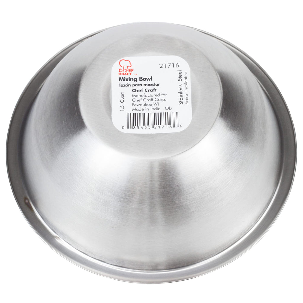 Chef Craft Brushed Mixing Bowl, 1.5-Quart, Stainless Steel