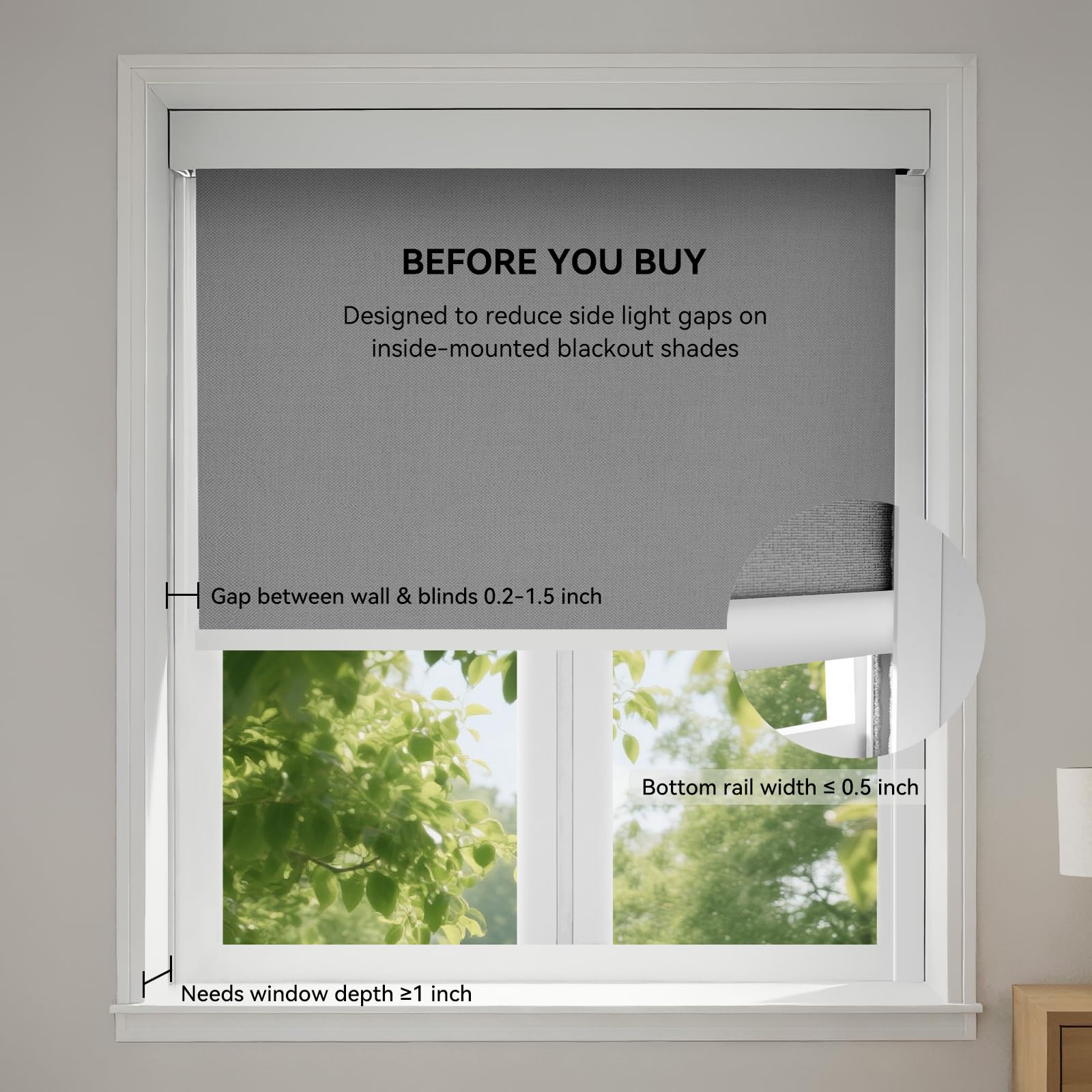 ZSTARR PVC Light Blockers Blackout Light Blockers Side Tracks for Window Shades Blinds Side Tracks for Blackout Shades Easy to Install Light Blocking Strips for Bedroom (Black, 58",2Pcs)