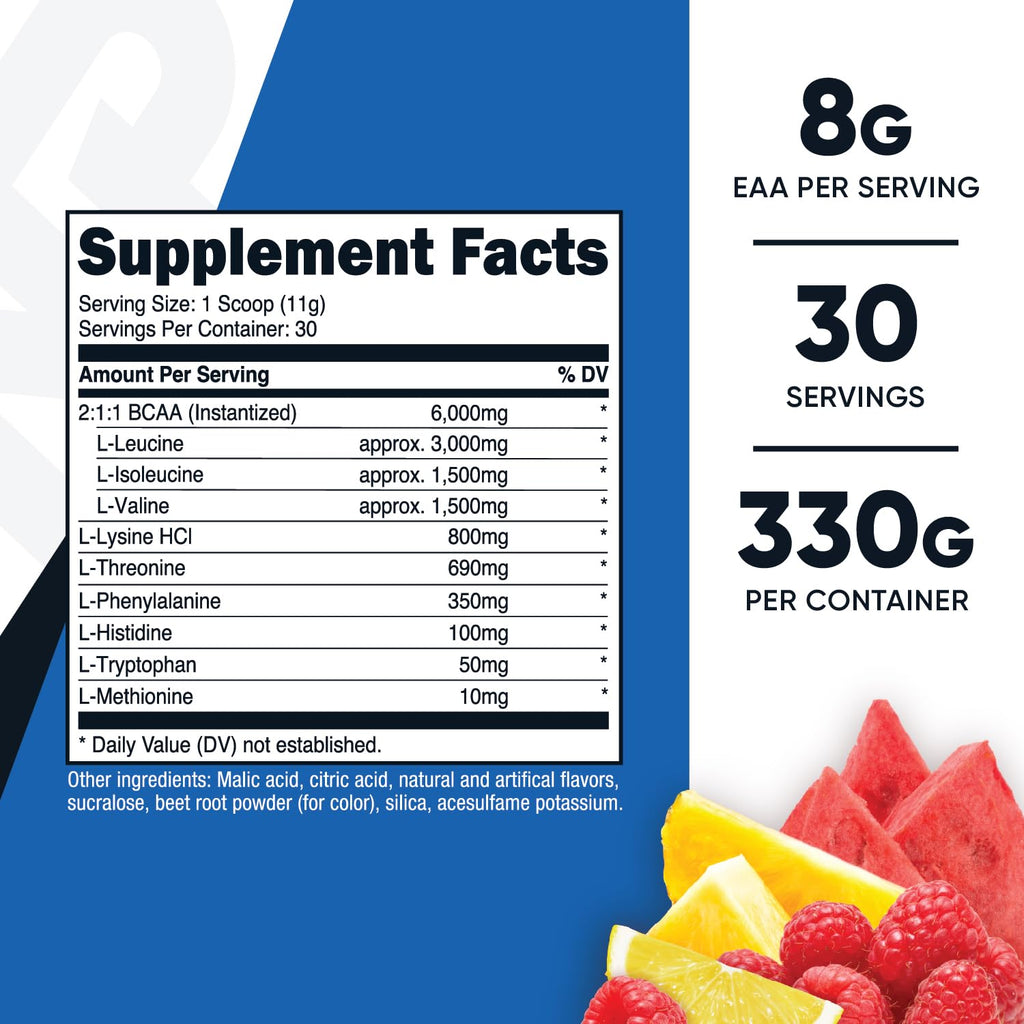Nutricost EAA Powder 30 Servings (Blue Raspberry) - Essential Amino Acids - Non-GMO, Gluten Free, Vegetarian Friendly