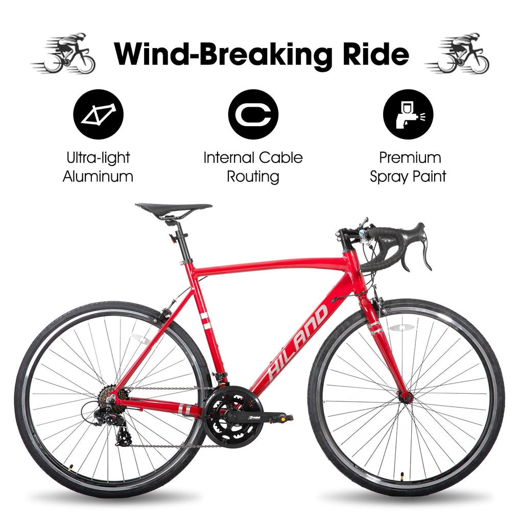 HILAND 700c Road Bike 14 Speed, Aluminum Frame Racing Bike, City Commuter Bicycle for Men Women