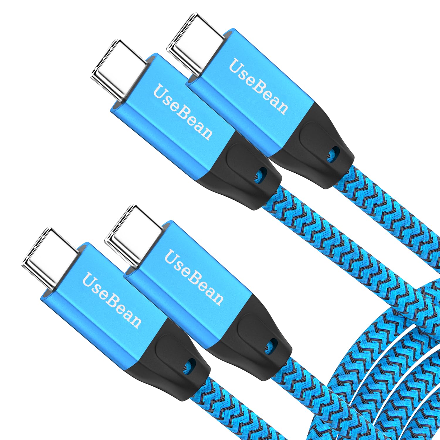 UseBean USB C to USB C Cable 100W 0.6FT(2 Pack), Short USB C 3.2 Gen 2X2 20Gbps 4K@60HZ Video Cable,Type C to C Charger Cord Fast Charge,for iPhone 15,MacBook, iPad Pro Air Mini,Galaxy S24/S23