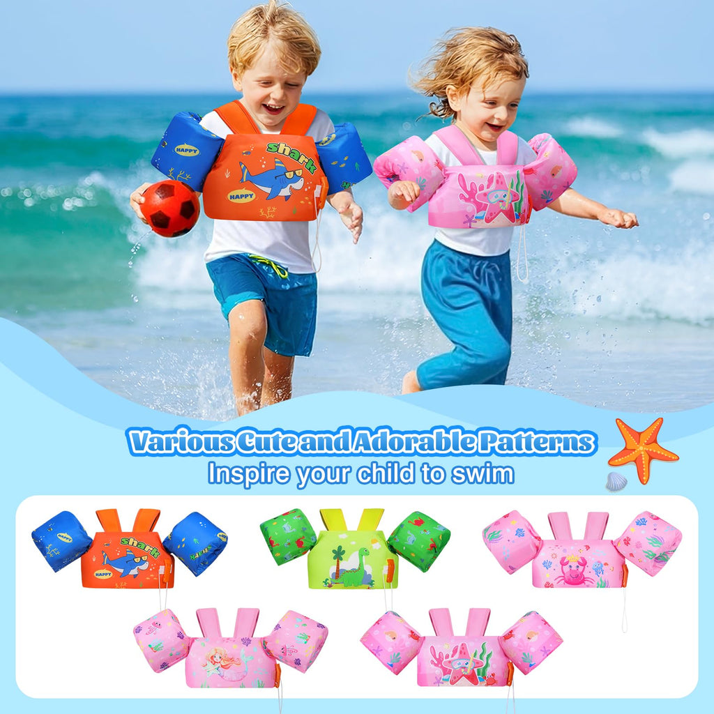 Moko Swim Arm Band for Kids 20-30-50 lbs, Cute Cartoon Toddler Swim Vest, Swimming Water Wings Pool Floaties Sleeve for Children Learn to Swim