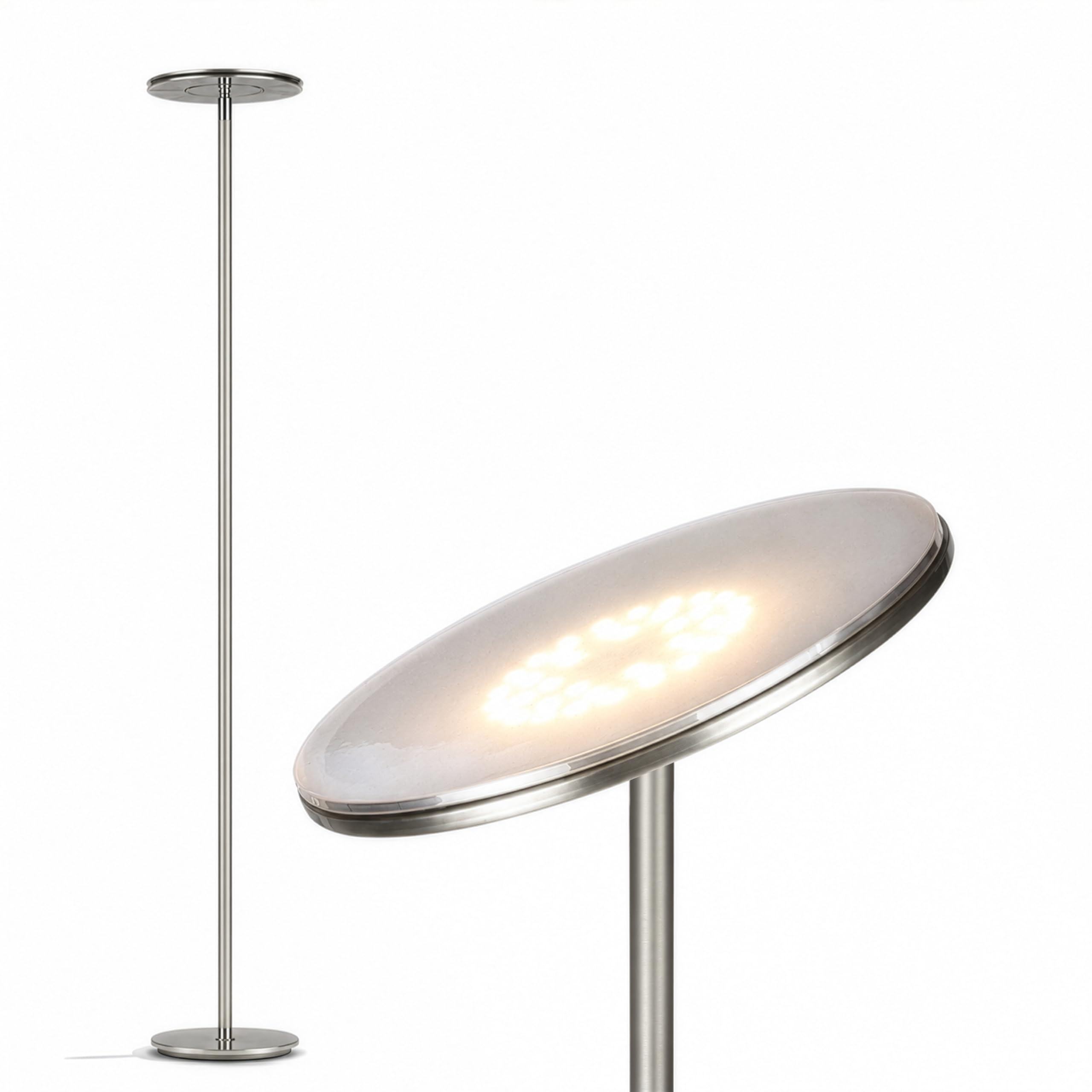 Brightech Sky LED Floor lamp, Torchiere Super Bright Floor Lamp for Living Room Decor & Office - Dimmable, Tall Standing Lamp with Warm Light for Bedroom & Reading - Bronze