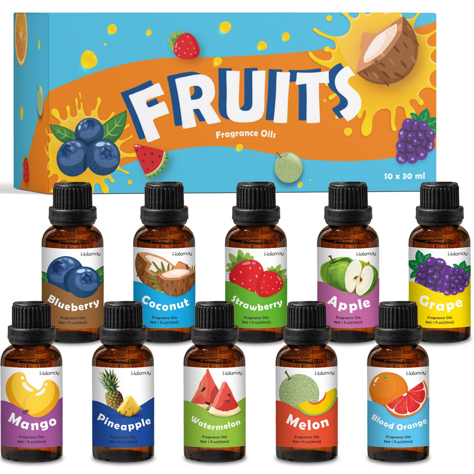 Bakery Fragrance Oils, Holamay Scented Essential Oils for Soap & Candle Making, Aromatherapy Diffuser Oil Scents (10 Packs of 5ml) - Creamy Vanilla, Gingerbread, Chocolate, Pumpkin Pie and More
