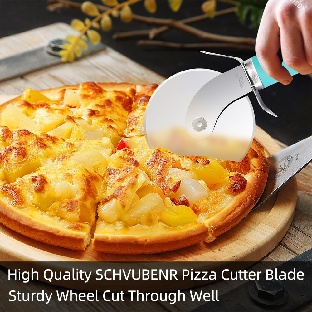 SCHVUBENR Premium Pizza Cutter Wheel - Ultra Sharp Stainless Steel Pizza Slicer with Non-Slip Soft Grip Handle - Multi-Purpose Cutter for Pizza, Dough & Pastry - Dishwasher Safe, Easy to Clean - Black