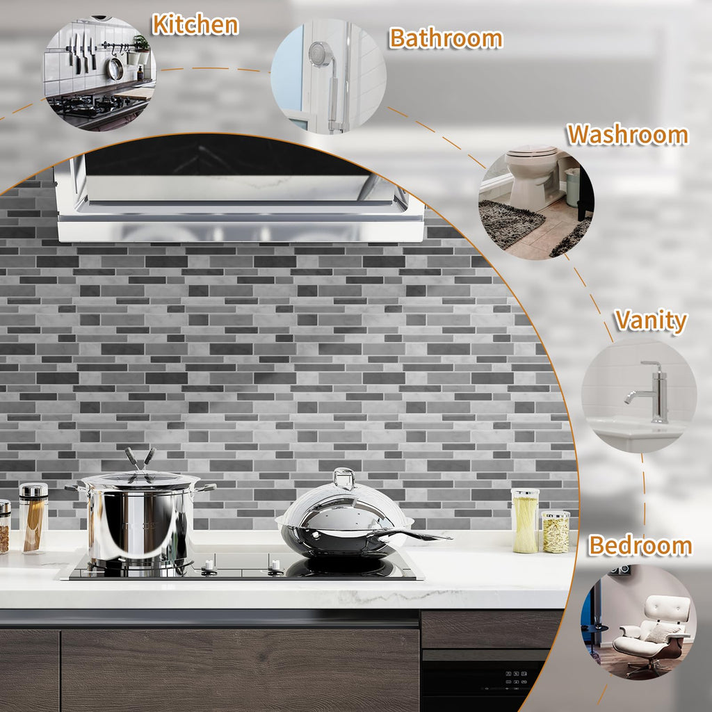 WOWSTAR 10-Sheet Peel and Stick Backsplash Tile for Kitchen, Back Splash Stick On Tiles for Kitchen Wall (Sand)