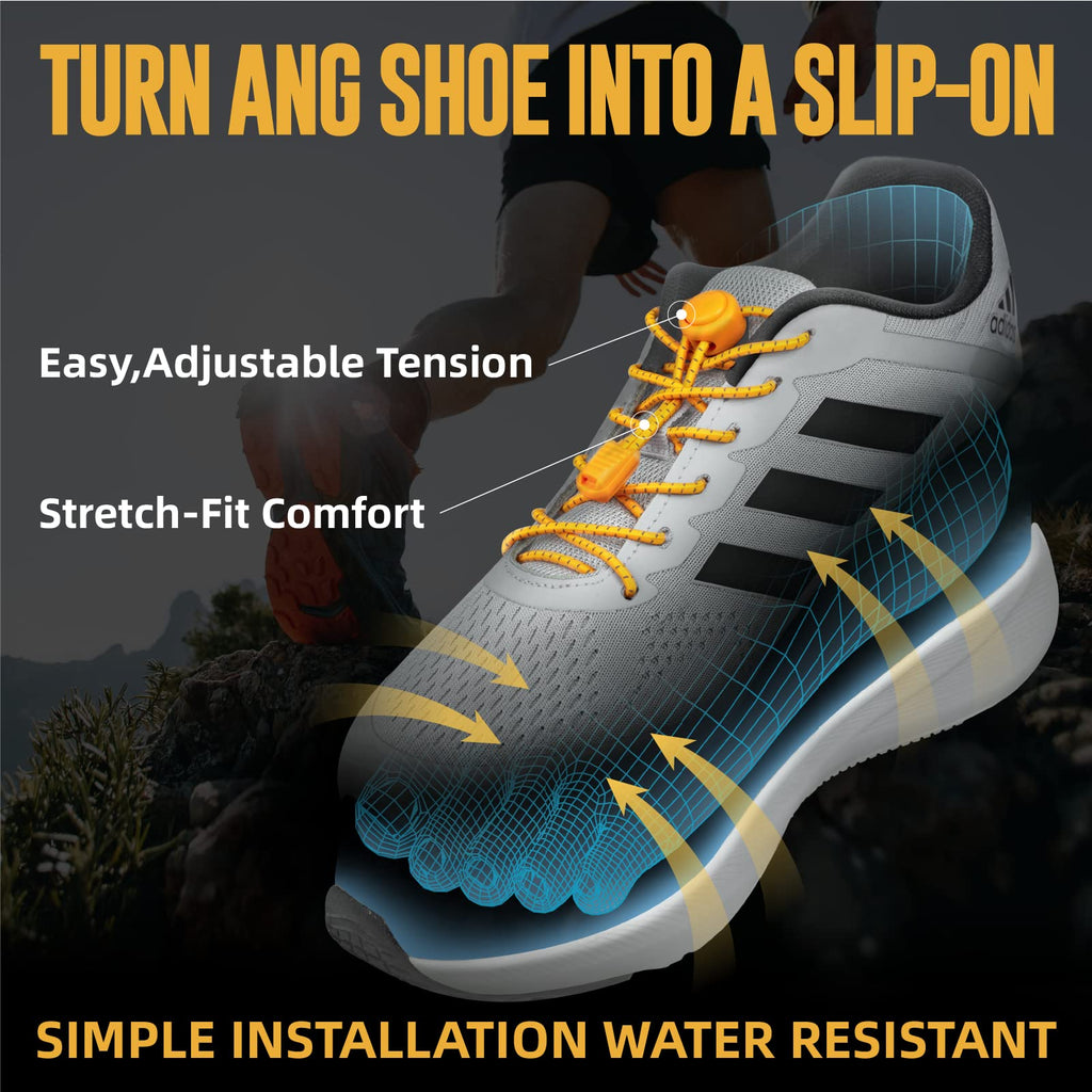 No Tie Shoelaces - Elastic Shoe Laces - Lock Shoelaces for Sneakers - One Size Fits All for Adults and Kids