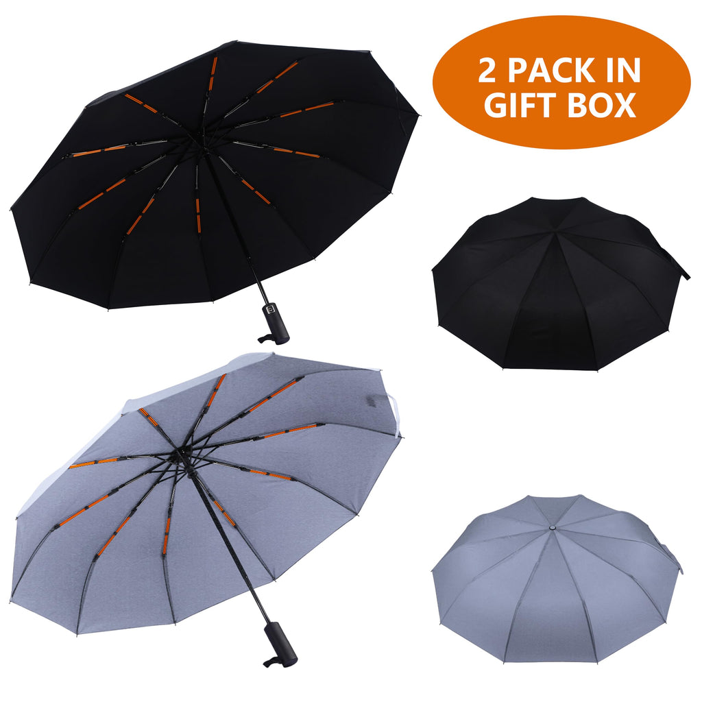 Bluinzi 46 Inch Compact Umbrellas for Rain - Travel Small Umbrella - Automatic Folding Umbrella - Windproof Portable Umbrella, Double 10-rib