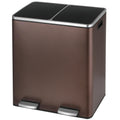 Arlopu Dual Trash Can, 2 x 8 Gallon (2 x 30 L) Hands-Free Trash and Recycle Bin Combo, Stainless Steel Kitchen Garbage Can with Soft-Close Lid, Removable Inner Buckets, Step Pedal, Airtight (Black)