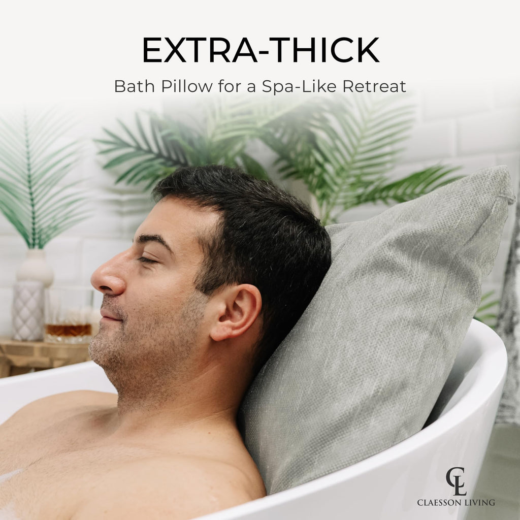 Luxury Bath Pillow for Tub - Thick and Comfortable Bathtub Pillow Support for Head and Neck and Back - Washable Quick-Drying Bath Pillows - Bath Cushion for Home Spa - Fits Any Bathtub - Dark Gray