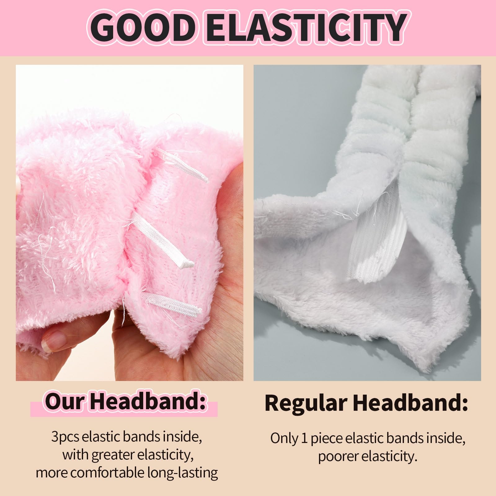 LEOBRO Spa Headband, 6pcs Makeup Headbands and Hair Scrunchies, Bow Skin Care Headband for Washing Face for Teen Girls Women, Easter Basket Valentines Gifts for Girls, Black & White & Gray