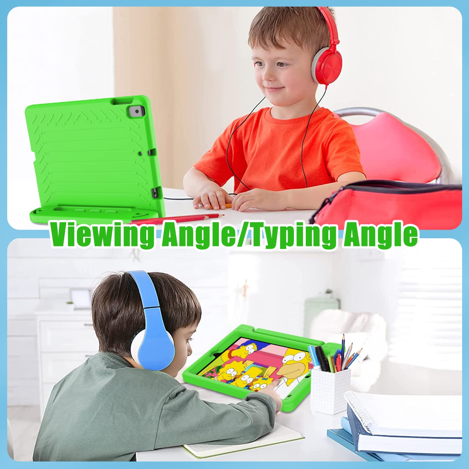 AVAWO Kids Case for iPad 10.2" 9th & 8th & 7th Generation, iPad 10.2 2021/2020/2019 Case with Built-in Screen Protector, Light Weight Shock Proof Handle Stand Friendly Cover for iPad 10.2" - Black