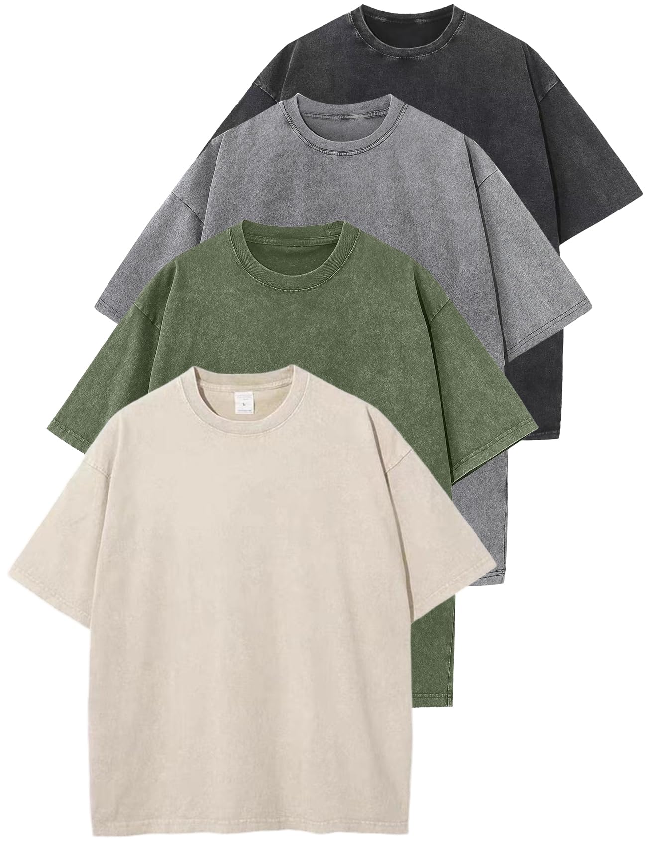 Arssm Men Oversized T Shirts Vintage Tee Loose Fit Short Sleeve Casual Streetwear Baggy Washed Unisex Tops