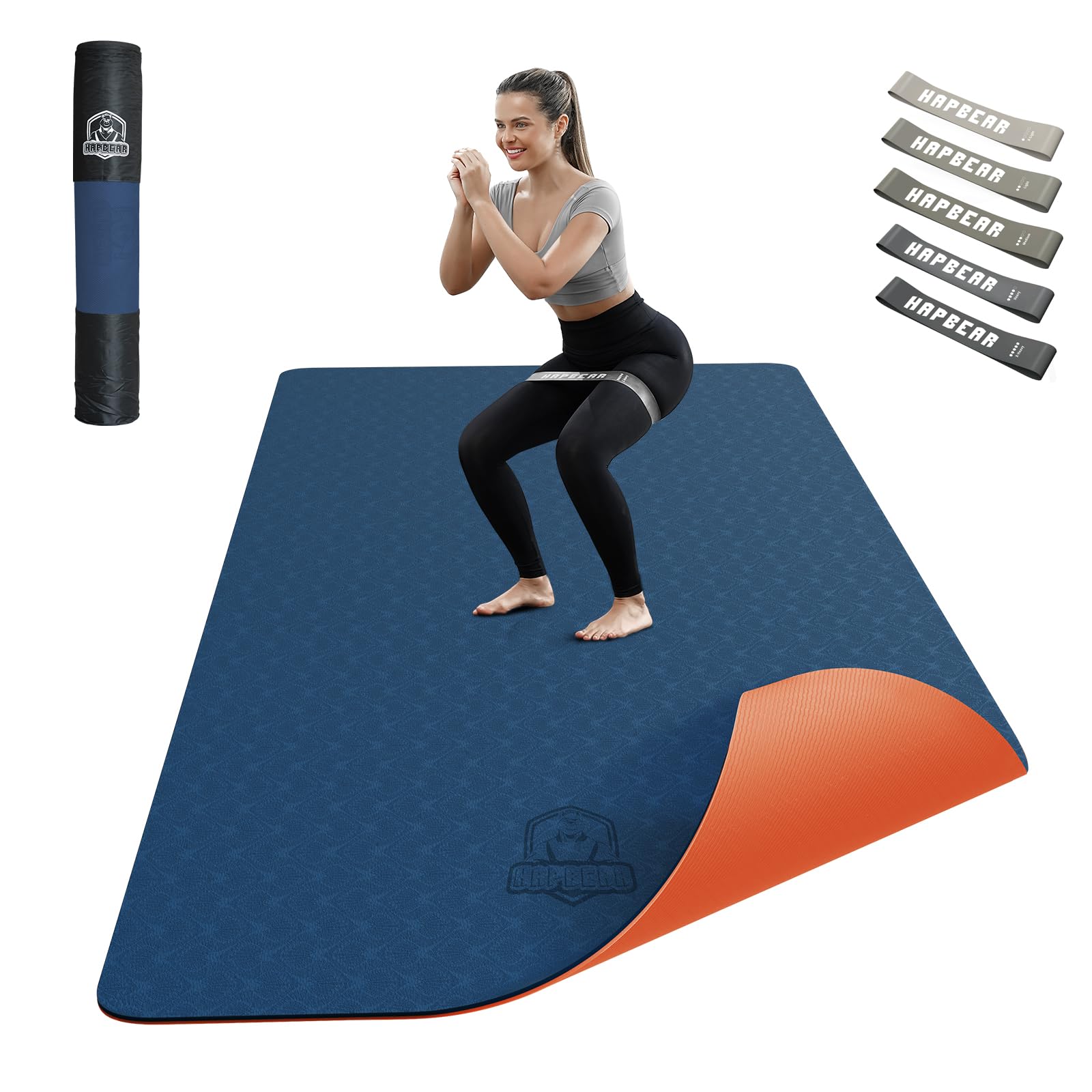 HAPBEAR Large Yoga Mat - 72"x36"x6mm (1/4 inch), Extra Wide Non-Slip Exercise Mat for Home Workout, Yoga, Pilates & Stretching, Durable, Includes Carry Bag