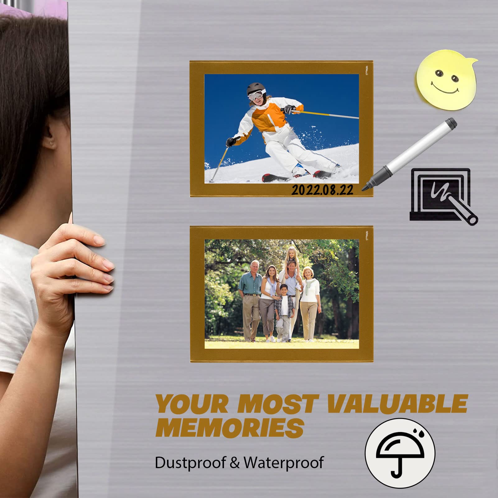 STTMGN Magnetic Picture Frames with Black Border(2.5"X3.5",12 Pack),Mini Wallet Size Magnet Photo Sleeves Pockets/Holder,Decorations for Home/Office/School/Classroom/Party