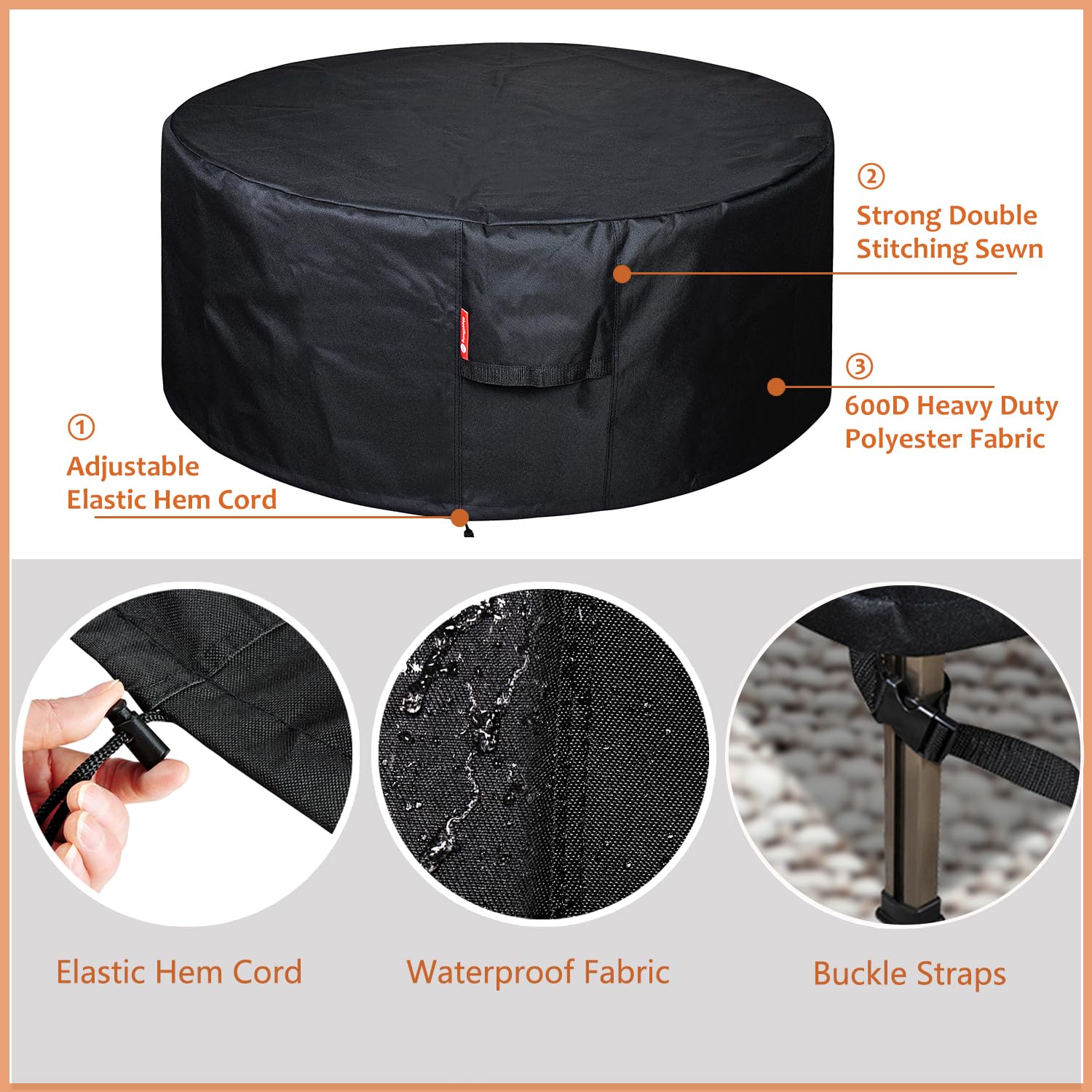 SheeChung Fire Pit Cover for Solo Stove Bonfire Outdoor Smokeless Firepit-Small Round Waterproof 600D Polyester Shelter,Air Vent,Anti-UV&Tear Resistant-Fits for 16”-22” Gas Fire Pit Table (22"Dx16"H)