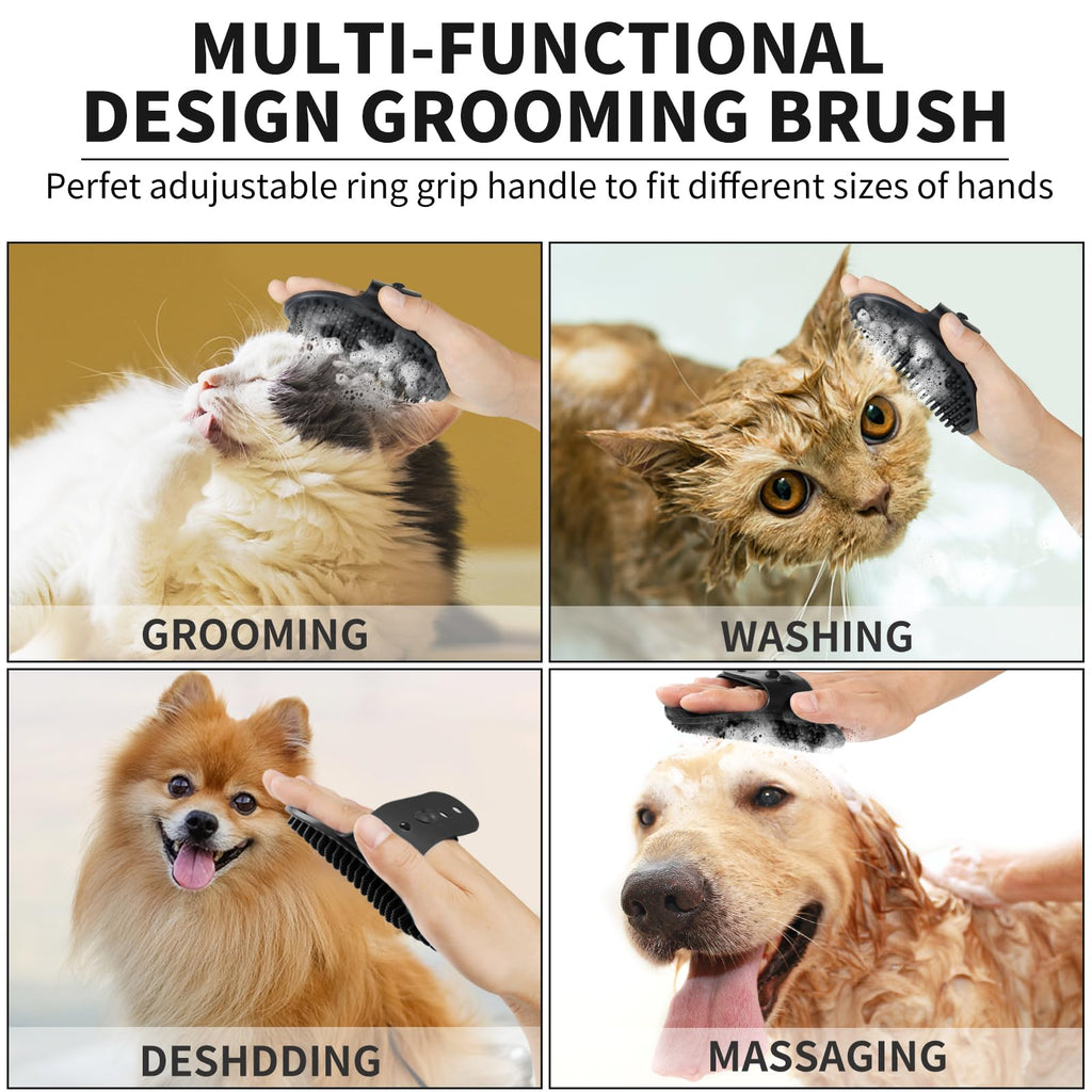 Professional 7 in 1 Dog Paw Cleaner for Dogs & Cats - Includes 1 Portable Paw Washer, 1 Bath Brush, 2 Dog Toothbrushes and 3 Absorbent Towels Note: Fits Paws up to 2 Inches Wide (Small, Black)