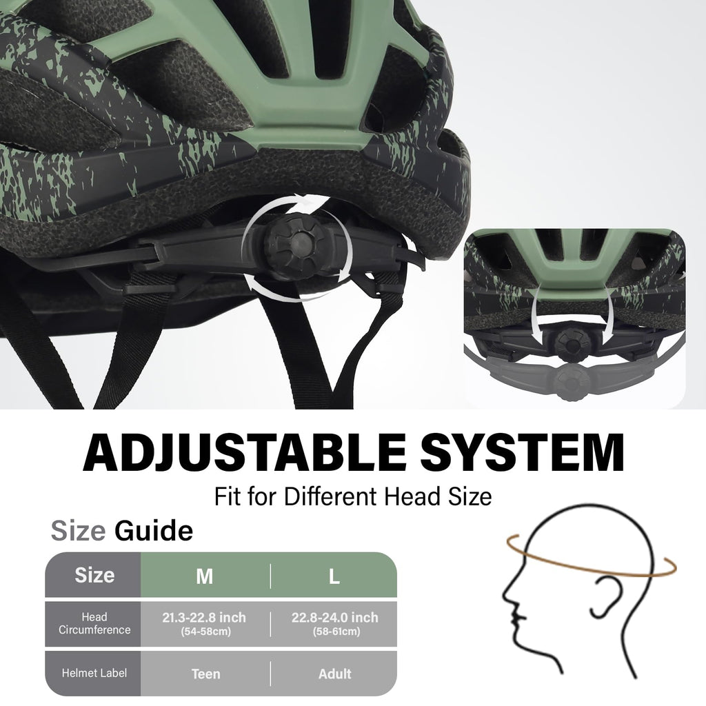Youth Adult Road Bike Helmet, Men Women Adjustable Mountain Bicycle Helmet with Detachable Visor, 2 Sizes for Age 8-14+ Youth, Kids, Adult