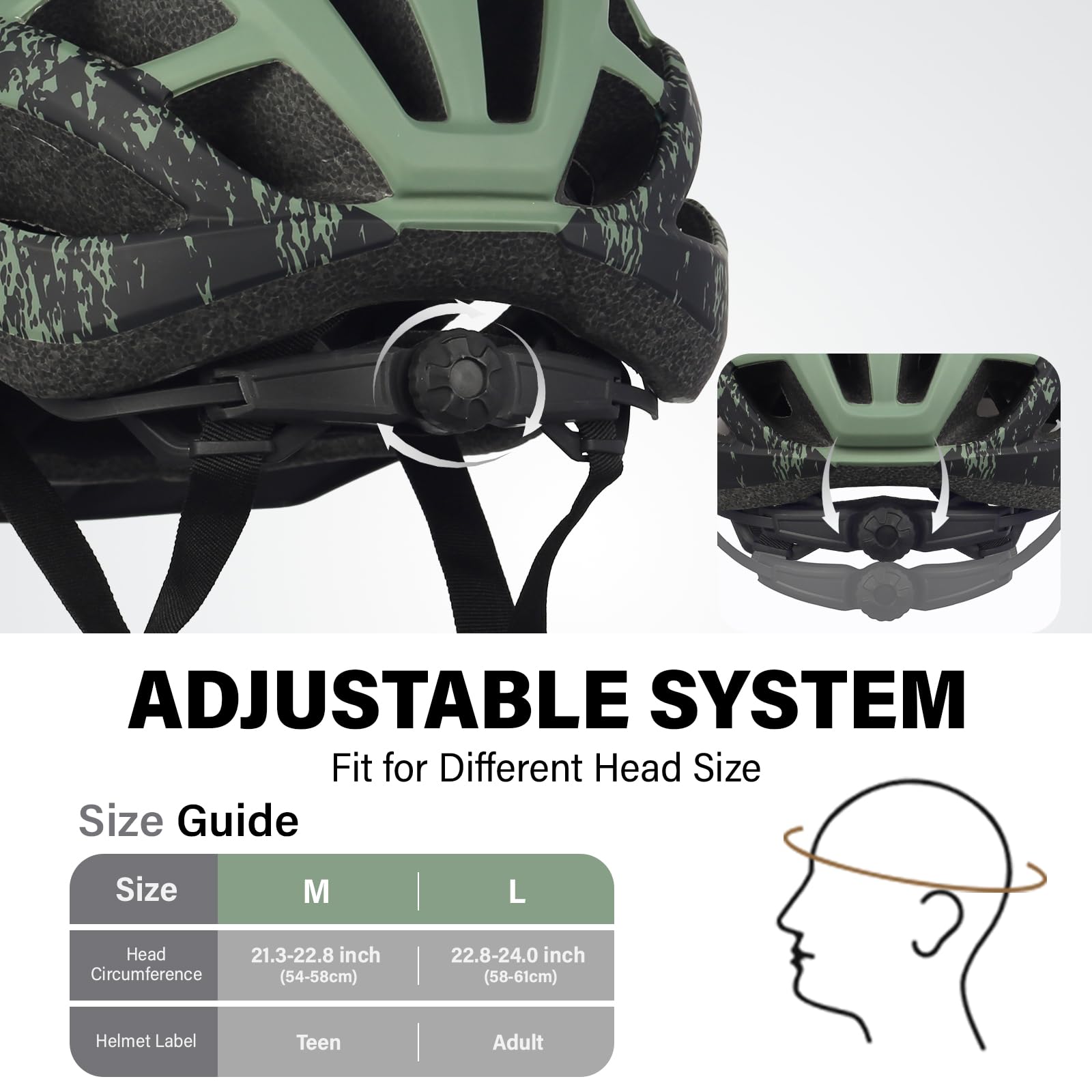 Youth Adult Road Bike Helmet, Men Women Adjustable Mountain Bicycle Helmet with Detachable Visor, 2 Sizes for Age 8-14+ Youth, Kids, Adult