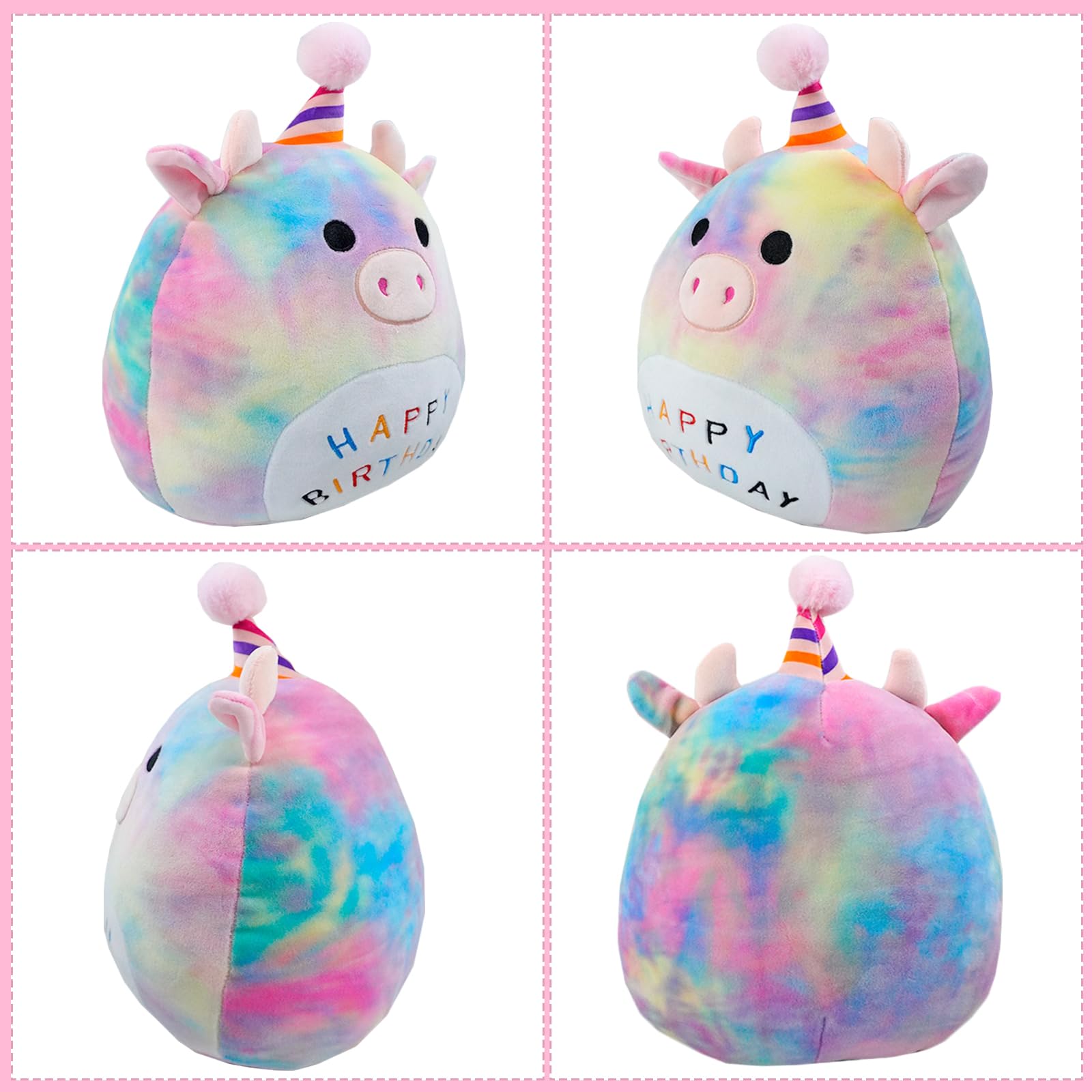 LICSOR Cat Plush Toy 14 Inch Cute Unicorn Birthday Stuffed Animal Soft Cat Plushies Pillow Pink Doll Gifts for Kid Toddlers Home Room Decoration