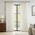MIULEE Pinch Pleated Linen Curtains 84 Inches Long 2 Panels for Bedroom Living Room, Soft Thick Linen Textured Window Drapes Back Tab Hooks Semi Sheer Light Filtering Farmhouse，Beige