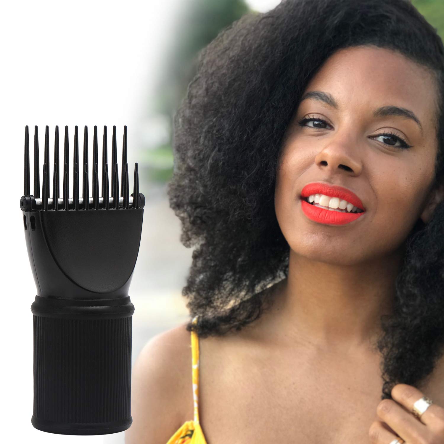 Segbeauty Blow Dryer Comb Attachment, Black Brush Attachments for Hair Dryer Concentrator Nozzle 1.69-1.76in and 2.12in, Pro Hairdressing Styling Salon Tool to Straighten Detangle Curly Natural Hair