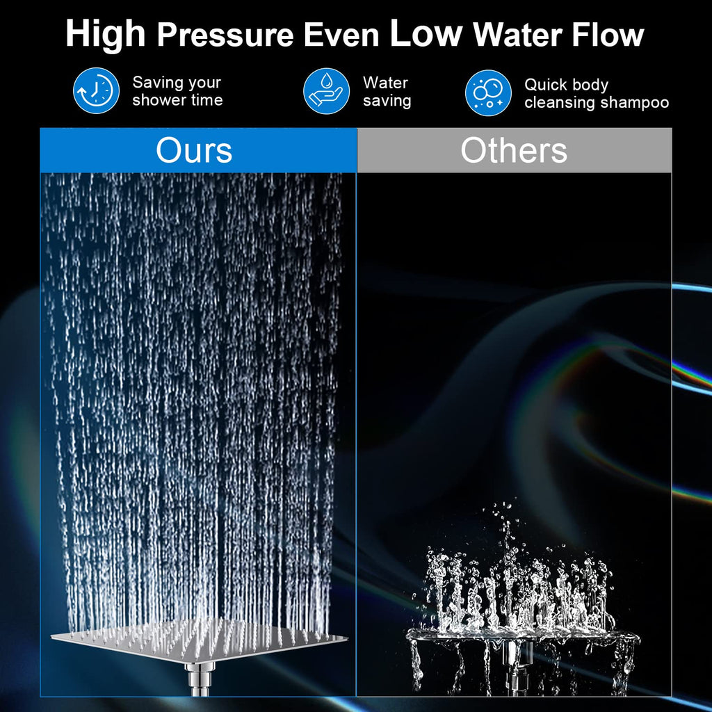 Shower Head Combo(Brushed Nickel),8 Inch High Pressure Rain Shower Head with 11 Inch Adjustable Extension Arm and 5 Settings Handheld Shower Head Combo,Powerful Shower Spray Against Low Pressure Water