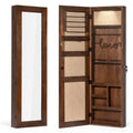 SRIWATANA Jewelry Armoire Cabinet, Solid Wood Standing Jewelry Organizer with Full Length Mirror (Carbonized Black)