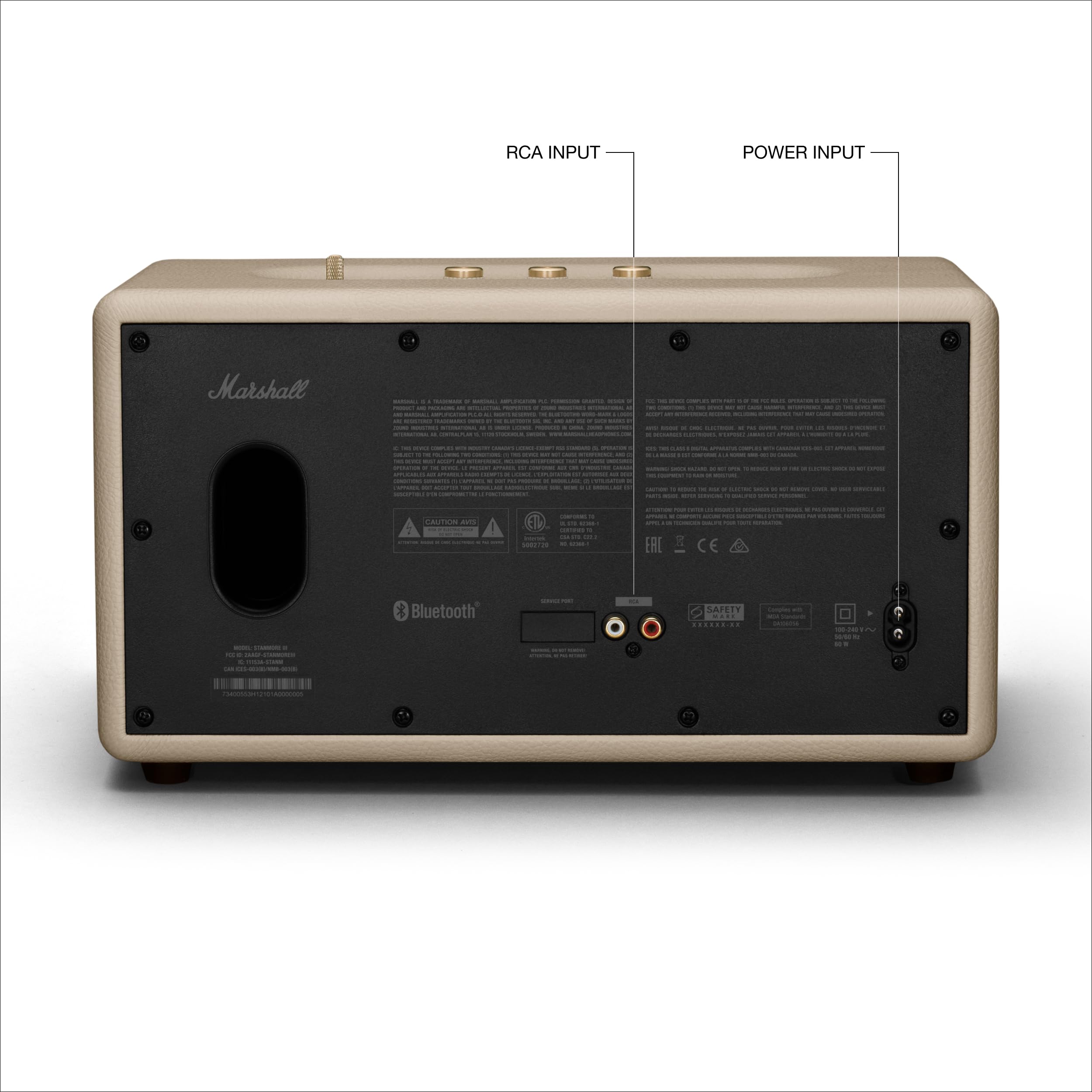 Marshall Stanmore III Bluetooth Home Speaker - Loud Stereo Sound with Bass and Treble Controls | Plug-in Powered | Record Player Compatible | RCA and 3.5mm Aux Inputs - Black