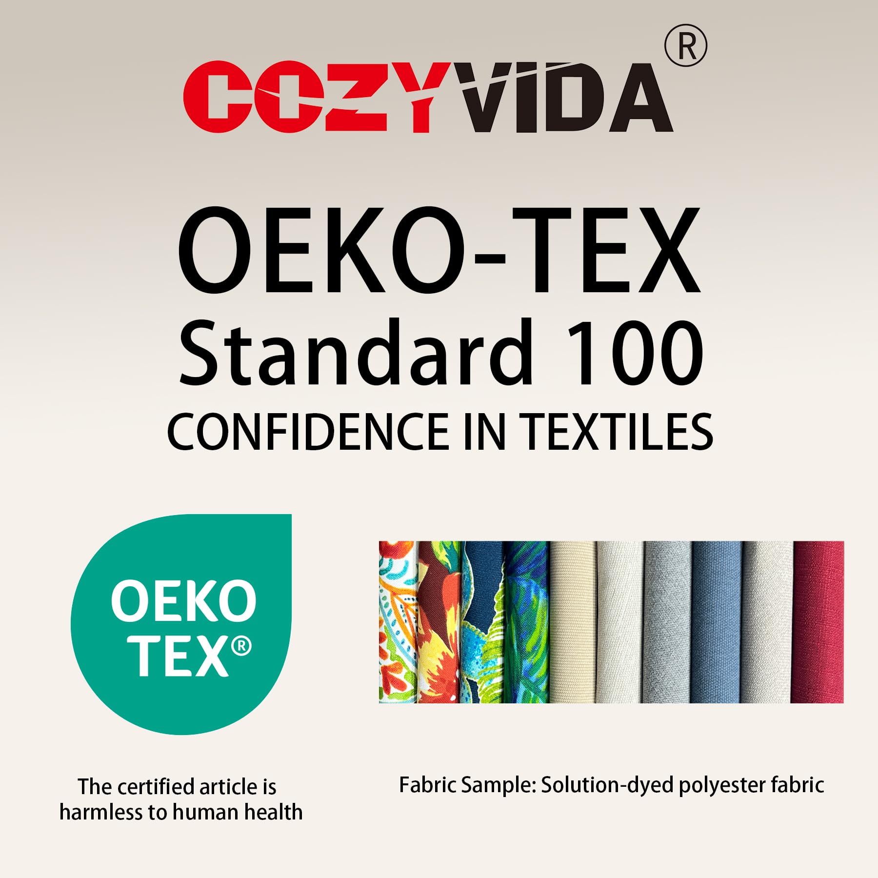 COZYVIDA 5.1" Thick Outdoor Patio Cushions Set of 2, 22"x24"x5.1" Seat, C0 Water-Resistant Breathable Fabric, UV-Resistant 1000+ Hrs, 35D Foam with Recycled Fiber Fill,Beige