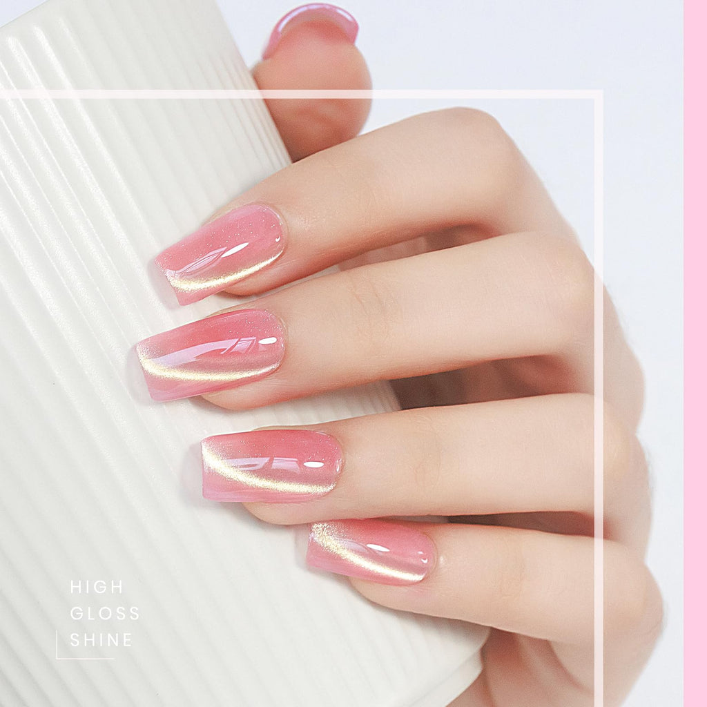 MIZHSE Cat Eye Gel Nail Polish, Moonlight Magnetic Gel Polish and Sheer Nude Nail Kit with 1 Magnet Stick, Glass Shiny Effect Silver Pink Purple Soak Off Manicure Home DIY