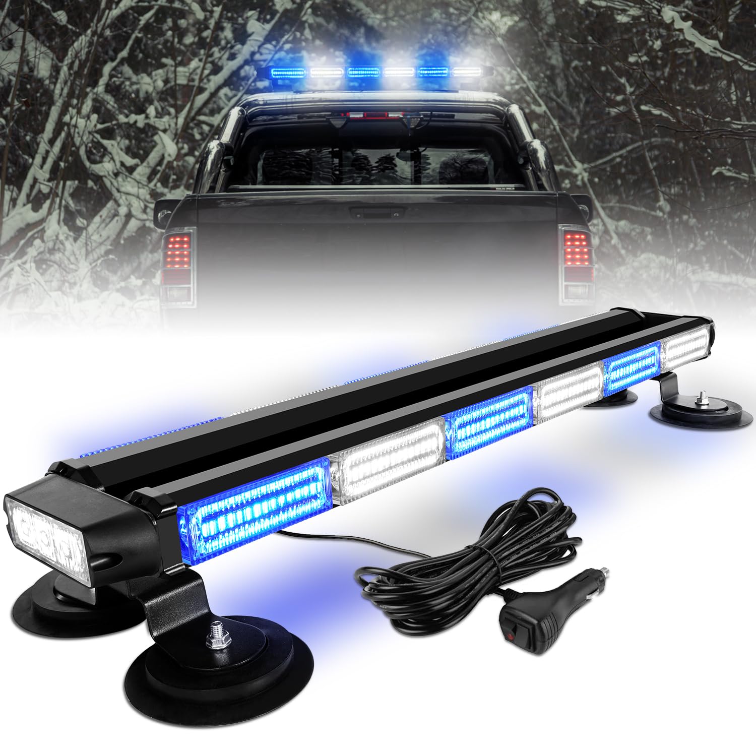 ASPL 26inch 126 LED Rooftop Emergency Strobe Lights Bar Double Side Flashing Safety Warning Traffic Advisor Light Bar Hazard Snow Plow Light for Work Trucks Vehicles Construction Tow Pickup(Amber)