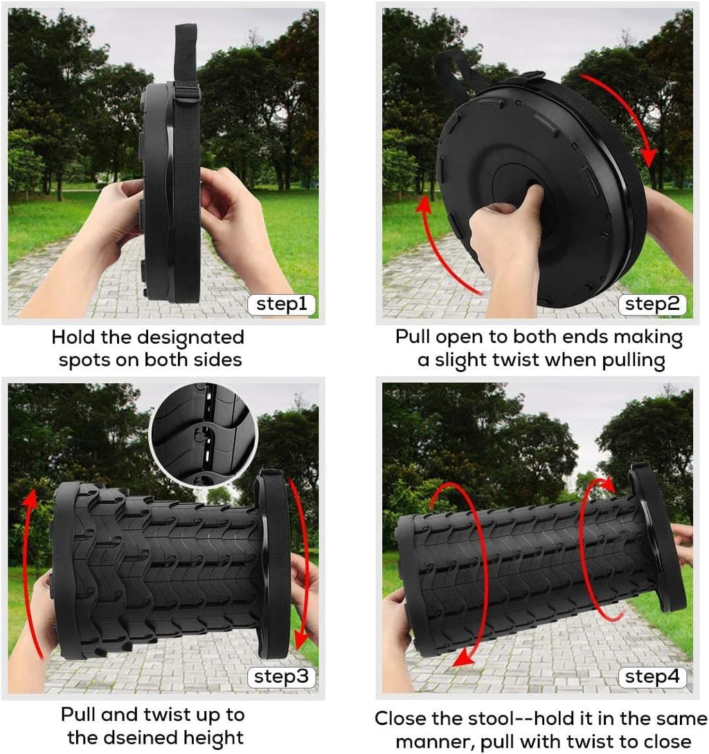 Fishboy Upgraded Collapsible Stool, 400lbs Max Weight, Lightweight But Sturdy, Portable Retractable Folding Telescoping Foldable Camping Stool for Adults Outdoor Fishing Hiking BBQ