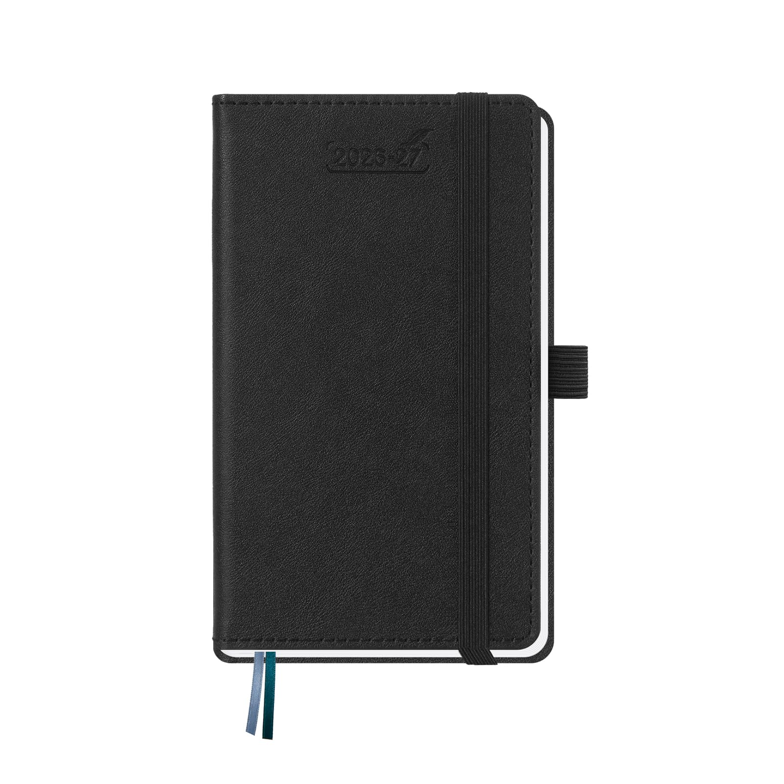 BEZEND Pocket Planner 2026-2027 Weekly and Monthly (3.5" x 6") 18 Months Small Academic Calendar (Jul 26-Dec 27) Ideal for Students, Work & Home, Storage Pocket, PU Leather Hardcover -Black