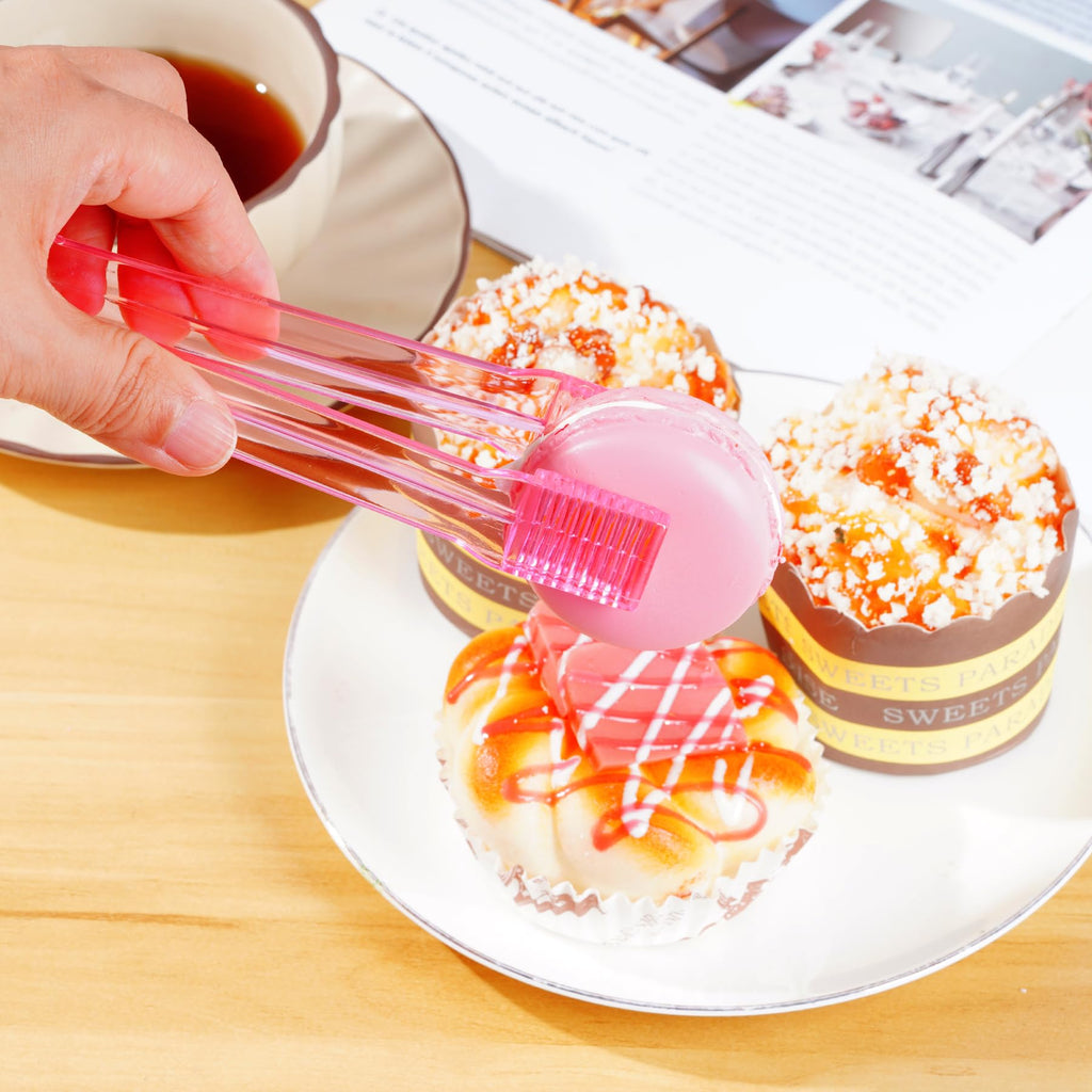 10 Pcs Plastic Buffet Serving Tongs, Clear Kitchen Tongs Mini Serving Utensil Tongs for Food Ice Salad Buffet Barbecue Cookies, 6.3 Inches