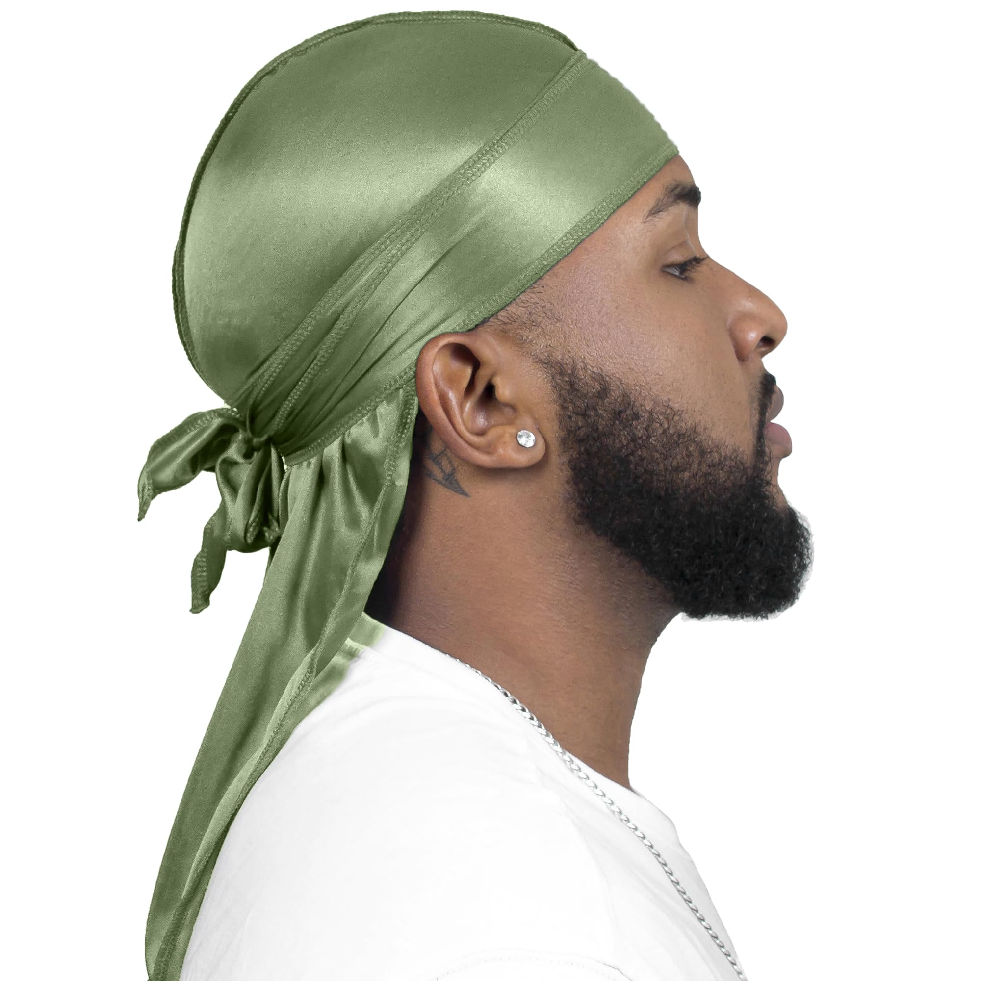4PCS Silky Durags for Men Women 360 Waves with 1 Wave Cap, Silky Satin Durag Extra Long Tails